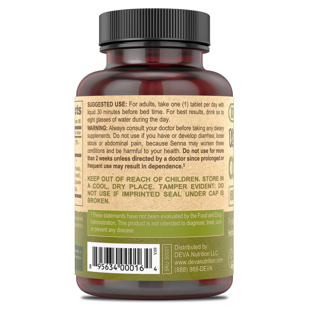 DEVA Vegan Colon Assist – 90 Count Tablets with Magnesium, Triphala, Psyllium Husk, Senna