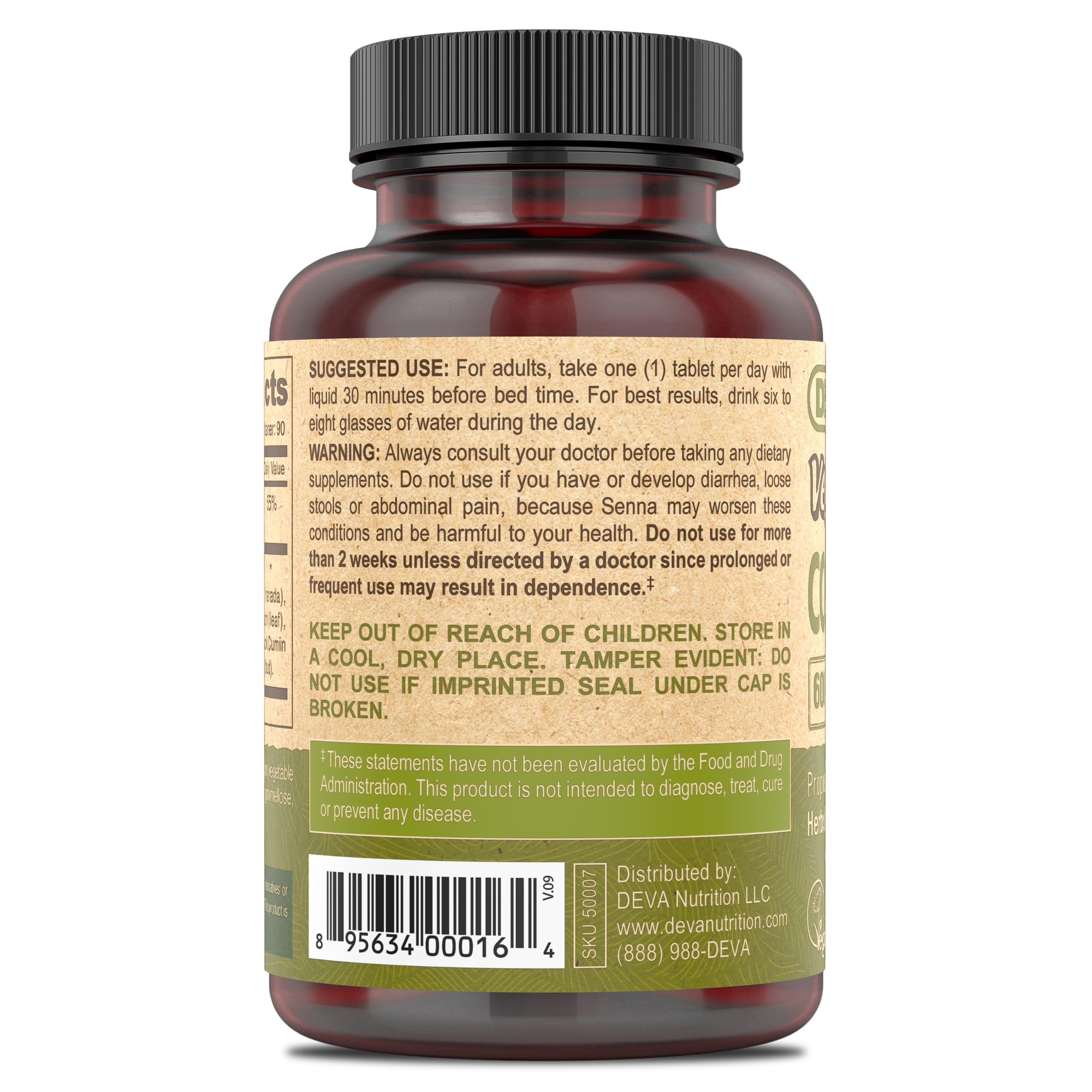 DEVA Vegan Colon Assist – 90 Count Tablets with Magnesium, Triphala, Psyllium Husk, Senna