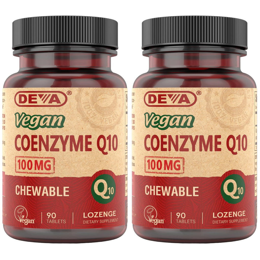 DEVA Vegan Coenzyme Q10 100mg - Chewable, 90 Tablets, Pack of 2