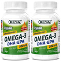 DEVA Vegan Omega-3 DHA-EPA 500mg – 2-Pack, Algae-Based, Carrageenan-Free