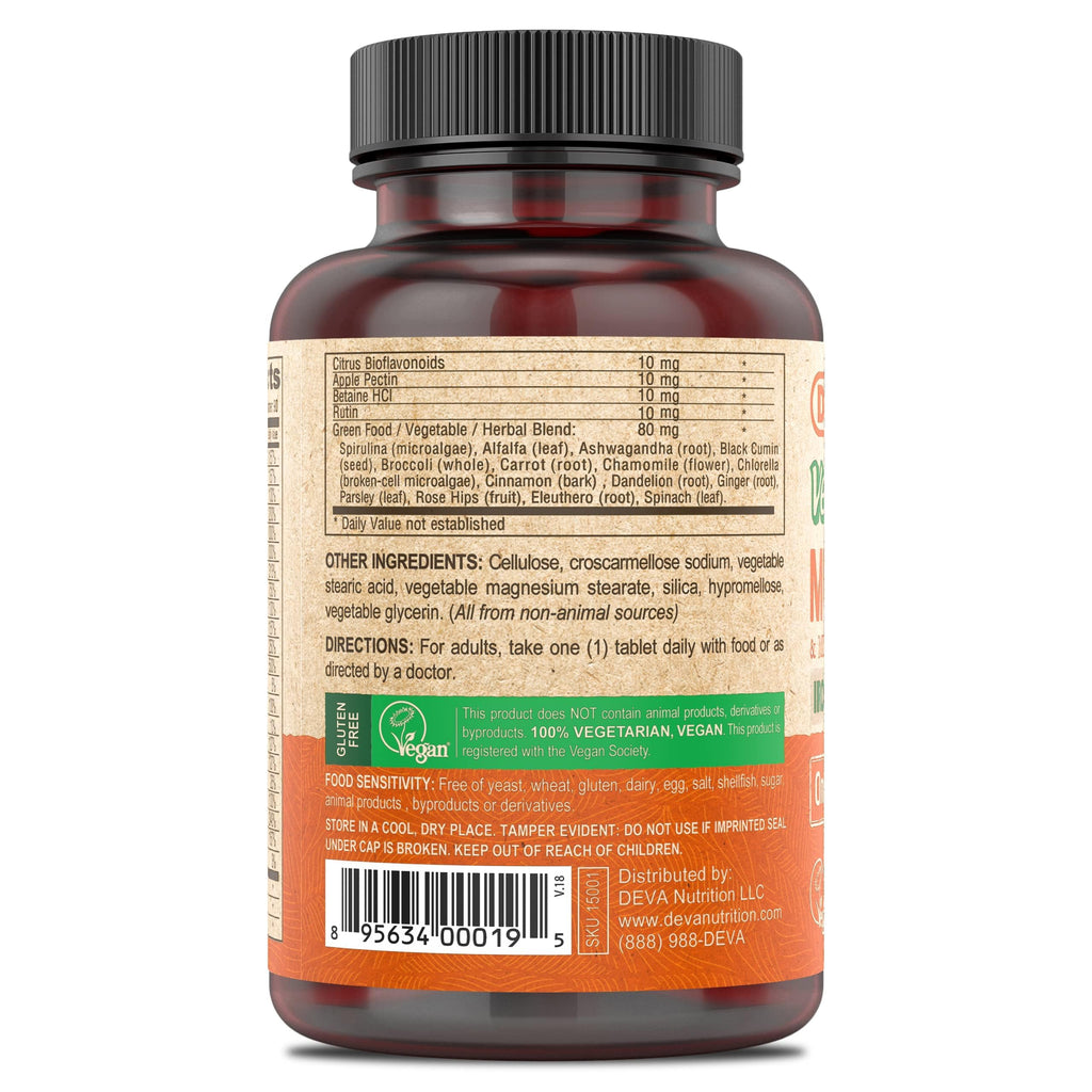 DEVA Vegan Multivitamin & Mineral - Iron Free Greens Formula (90 Coated Tablets x 2)