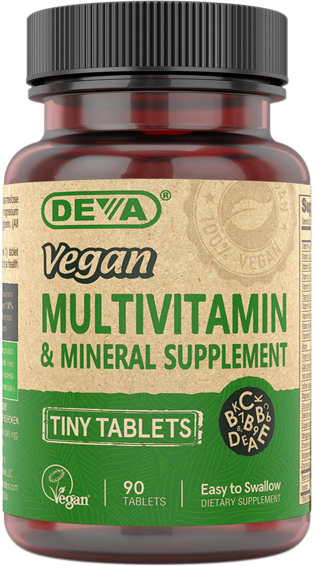 DEVA Vegan Multivitamin for Women & Men – Iron, C, E, B-Complex, Zinc | 90 Tiny Tablets
