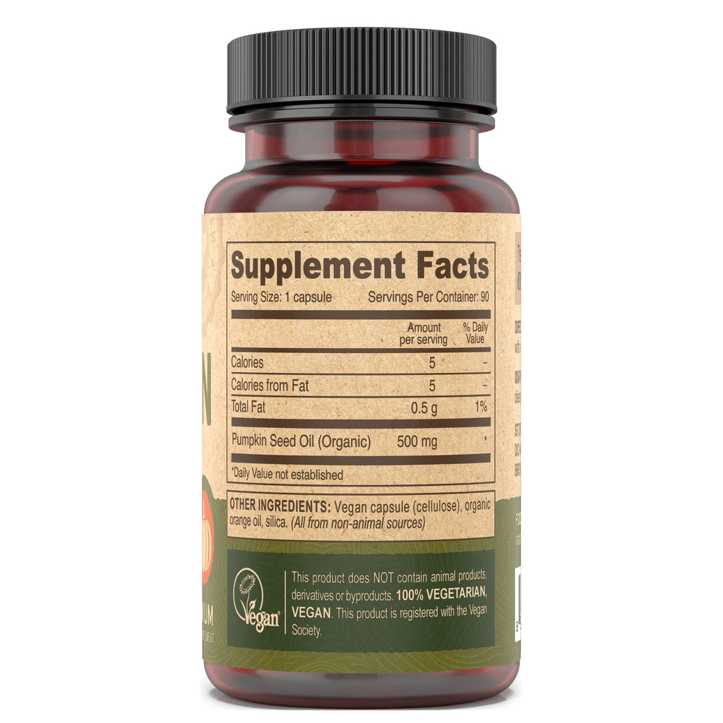 DEVA Vegan Pumpkin Seed Oil 500 mg – Cold-Pressed & Unrefined, 90 Capsules