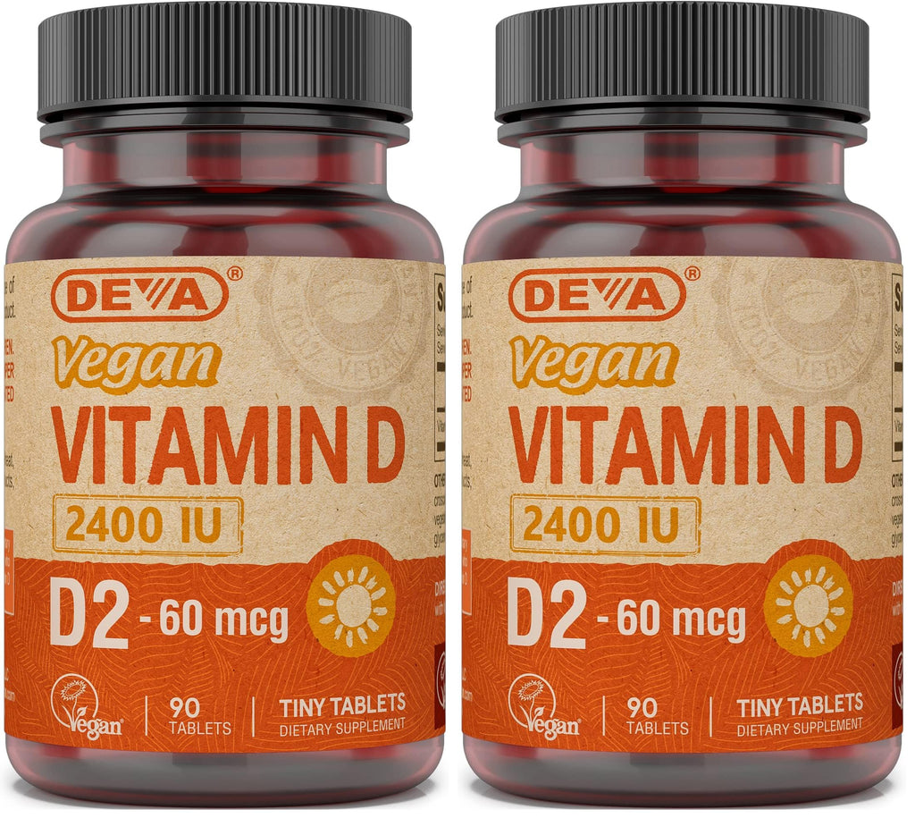 DEVA Vegan Vitamin D2 2400 IU – 90 Tablets, 2-Pack