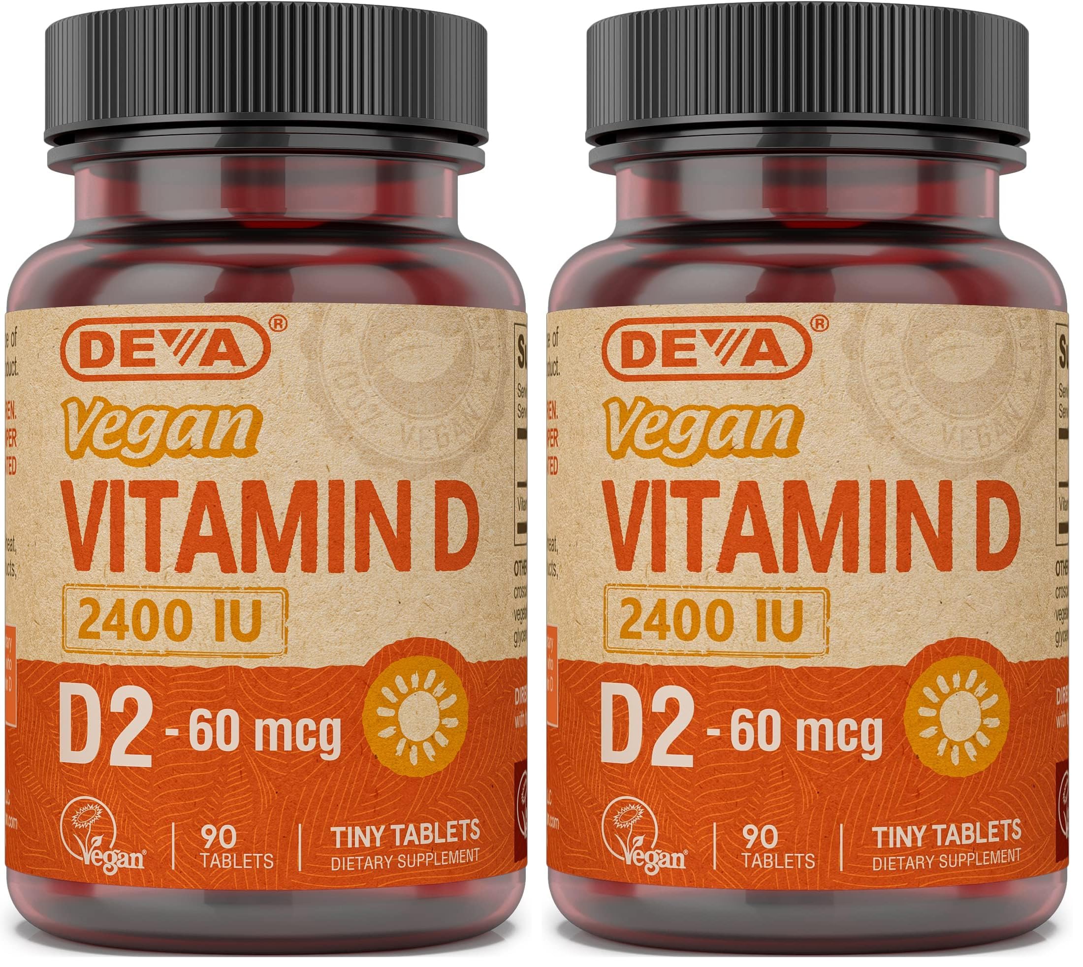 DEVA Vegan Vitamin D2 2400 IU – 90 Tablets, 2-Pack