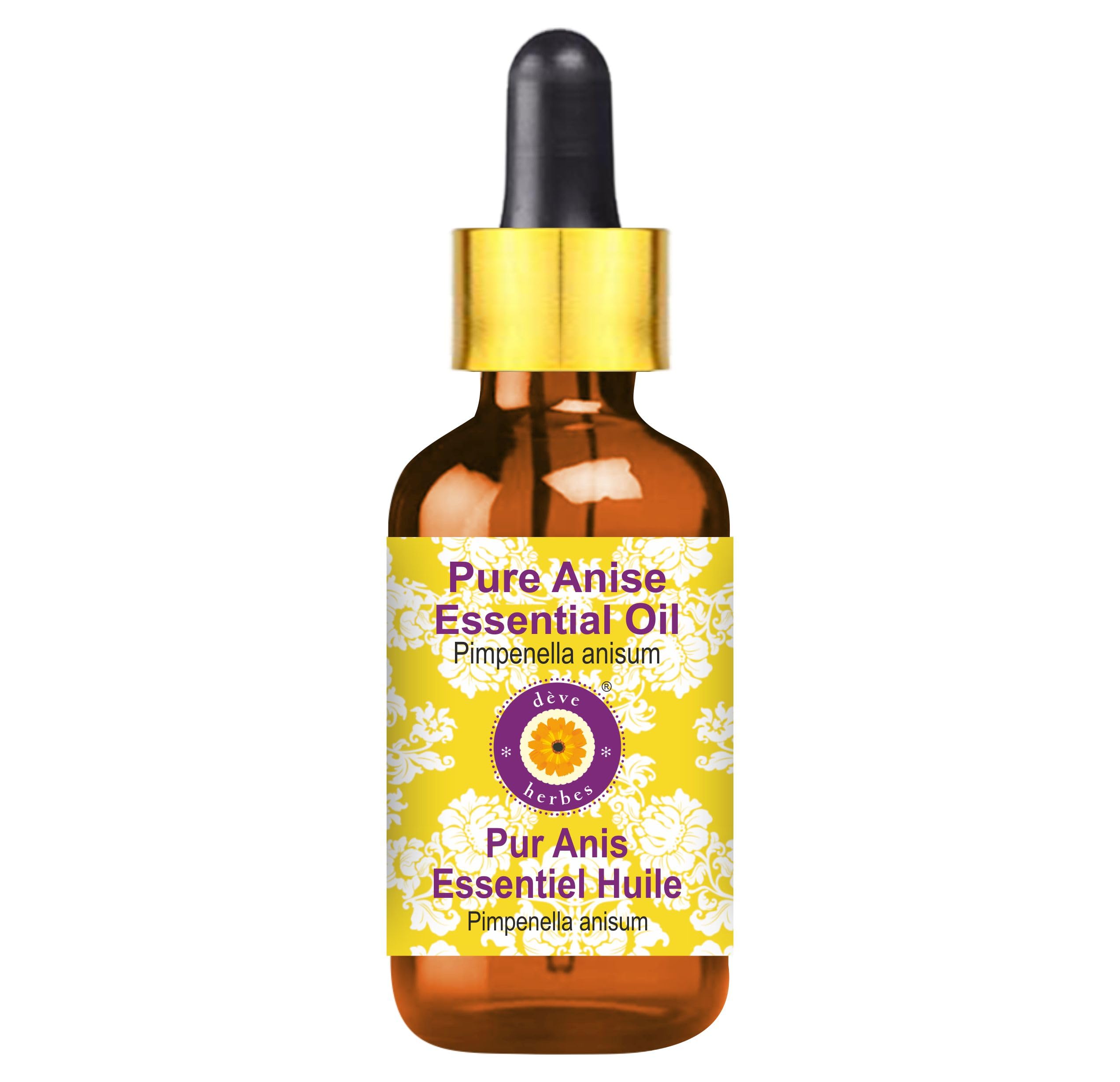 dève herbes Anise Essential Oil (Pimpinella anisum) with Glass Dropper | Pure | Non-Sticky | Non-Greasy | Lightweight | Men & Women | All Skin Types | Steam Distilled 30ml (1 oz)