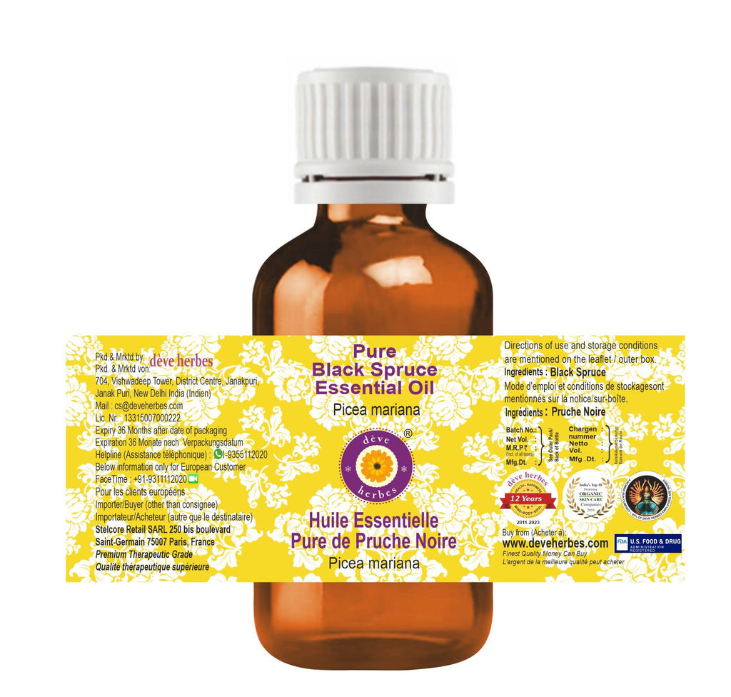 dève herbes Black Spruce Essential Oil (Picea mariana) – Pure, Steam-Distilled 100ml (3.38 oz) | Non-Sticky, Non-Greasy, Lightweight for Men & Women, All Skin Types