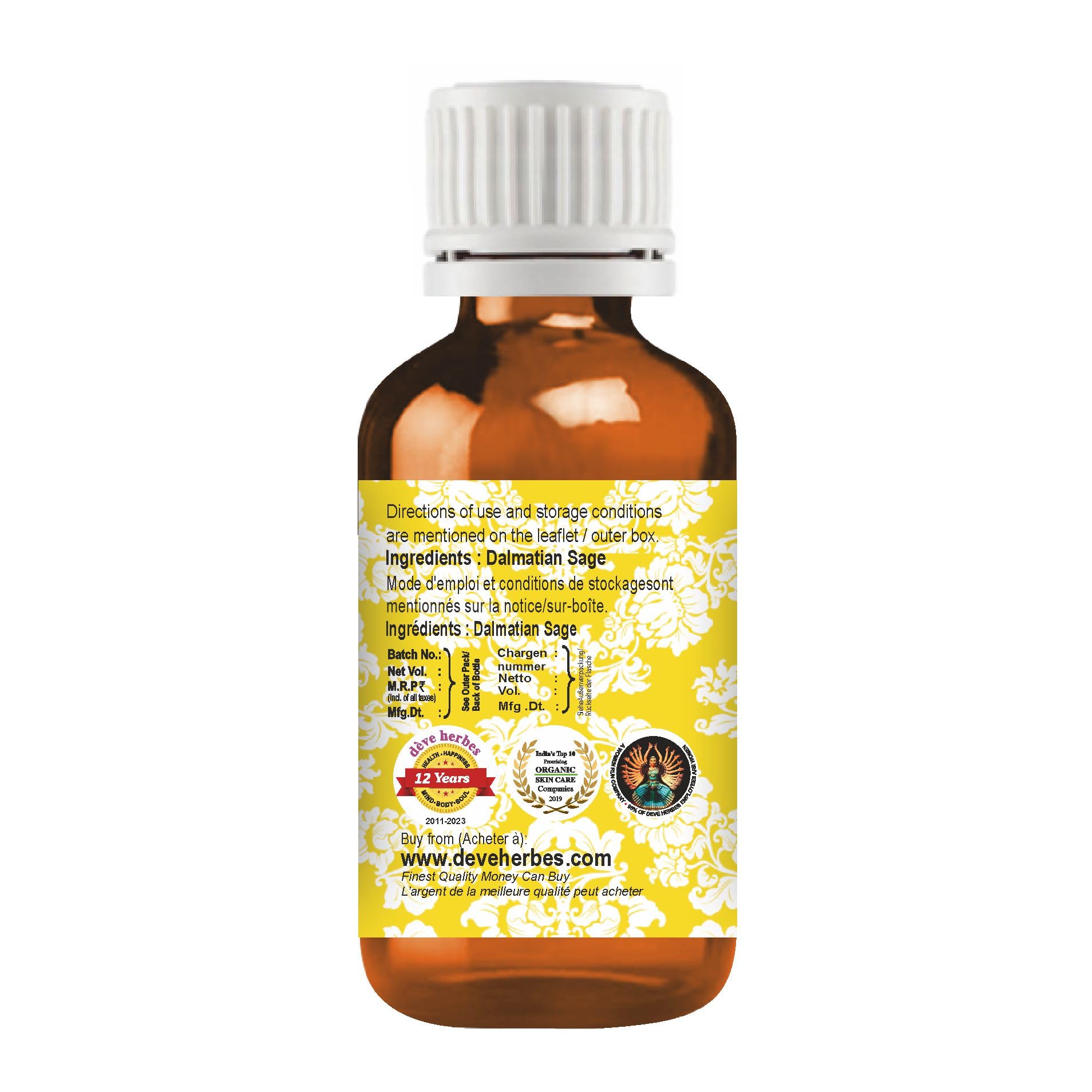dève herbes Dalmatian Sage Essential Oil 5ml – Pure, Steam Distilled