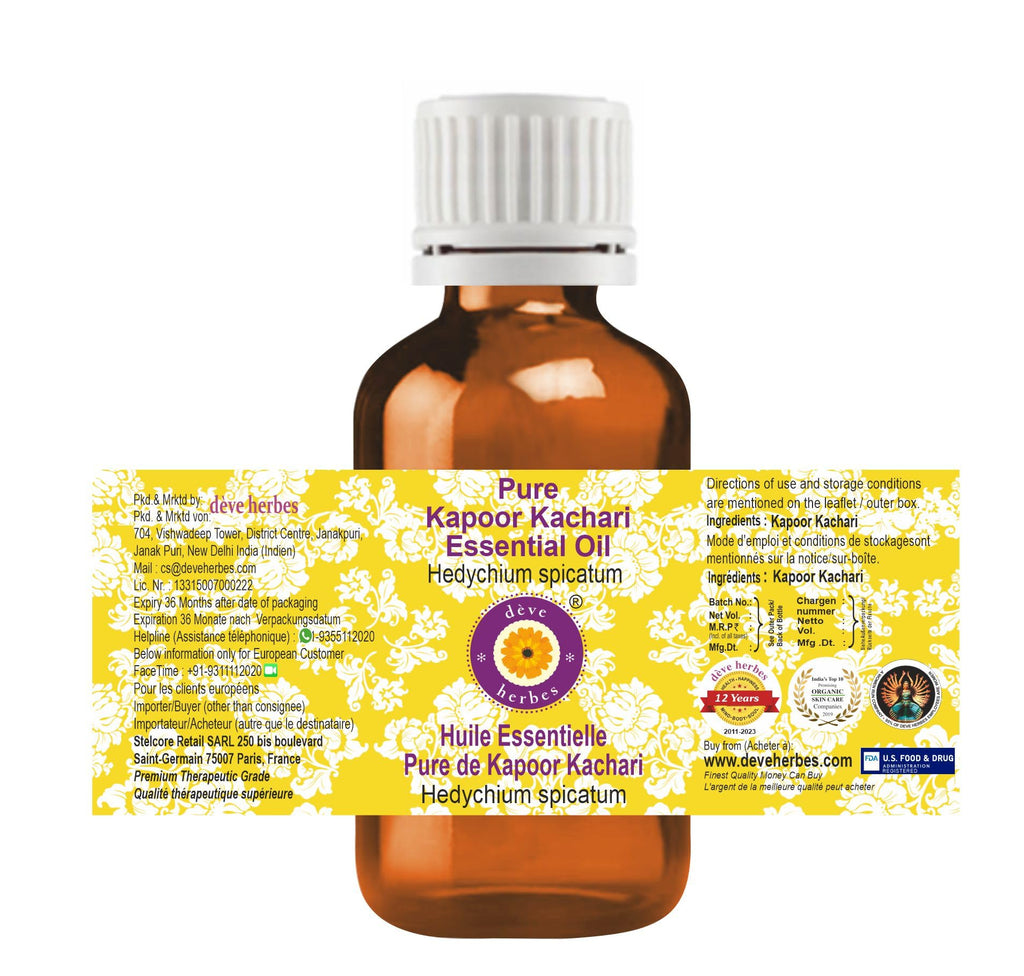 Kapoor Kachari Essential Oil 30ml – Pure Steam Distilled (Hedychium spicatum)