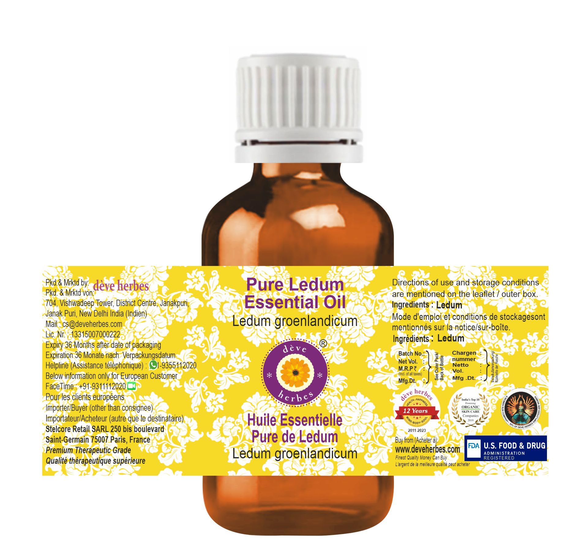 Ledum Essential Oil Pure (Ledum groenlandicum) 2ml Steam Distilled | deve herbes