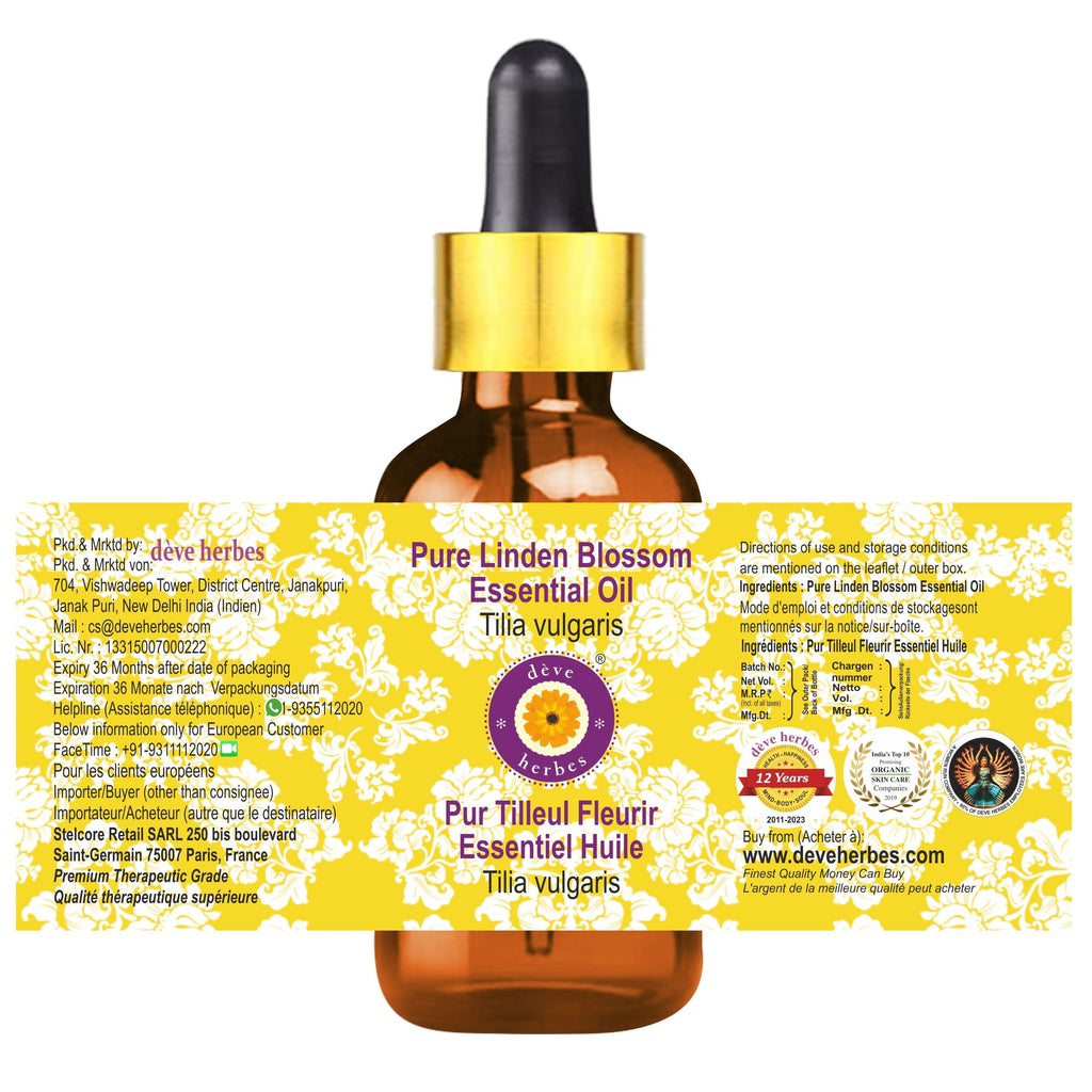 dève herbes Linden Essential Oil (Tilia vulgaris) 5ml – Glass Dropper | Pure, Non-Greasy