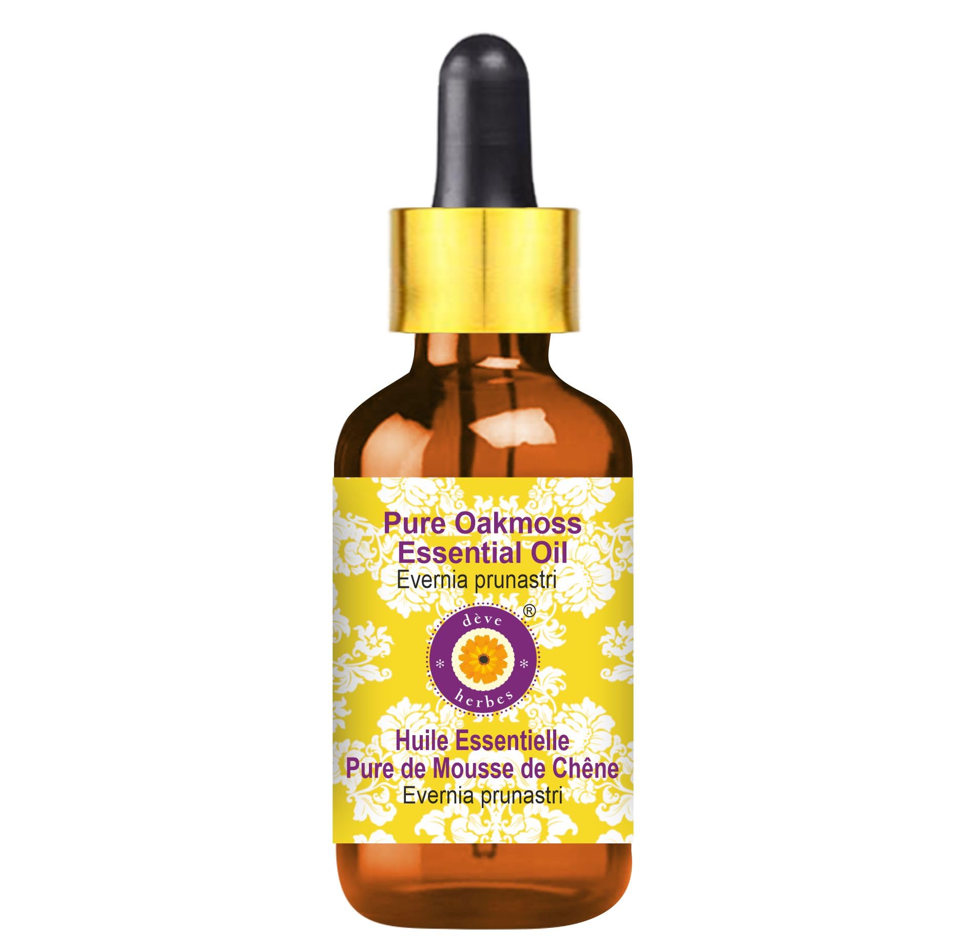 Deve Herbes Oakmoss Essential Oil 5ml | Steam Distilled, Glass Dropper (Evernia prunastri)