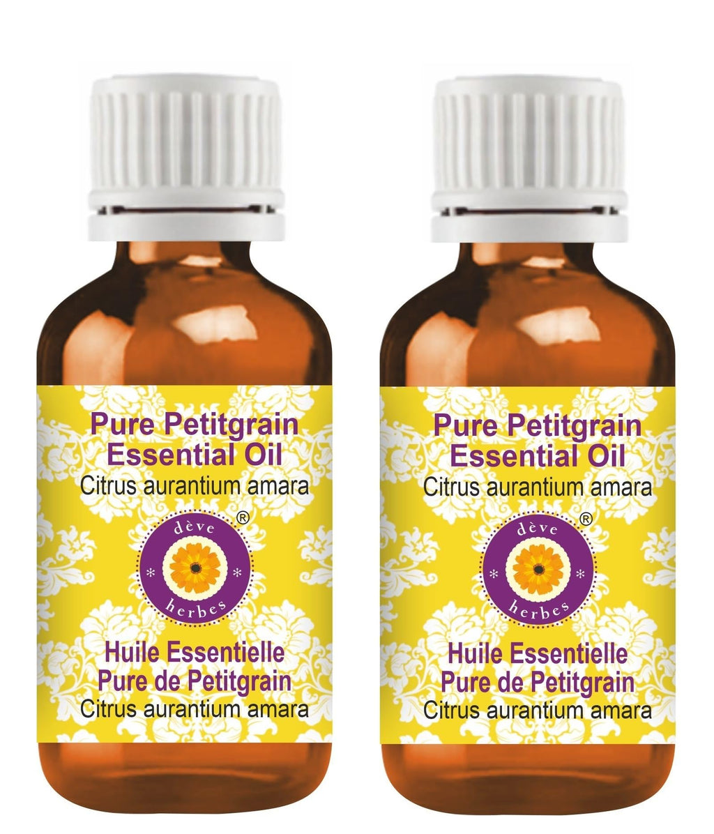 Deve Herbes Petitgrain Essential Oil (Citrus aurantium Amara) – Steam Distilled, 100ml x2