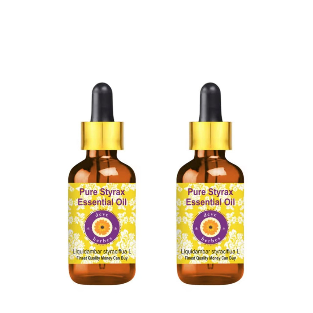 Deve Herbes Styrax Essential Oil (5ml x 2) – Steam Distilled, Amber Glass, Non-Sticky