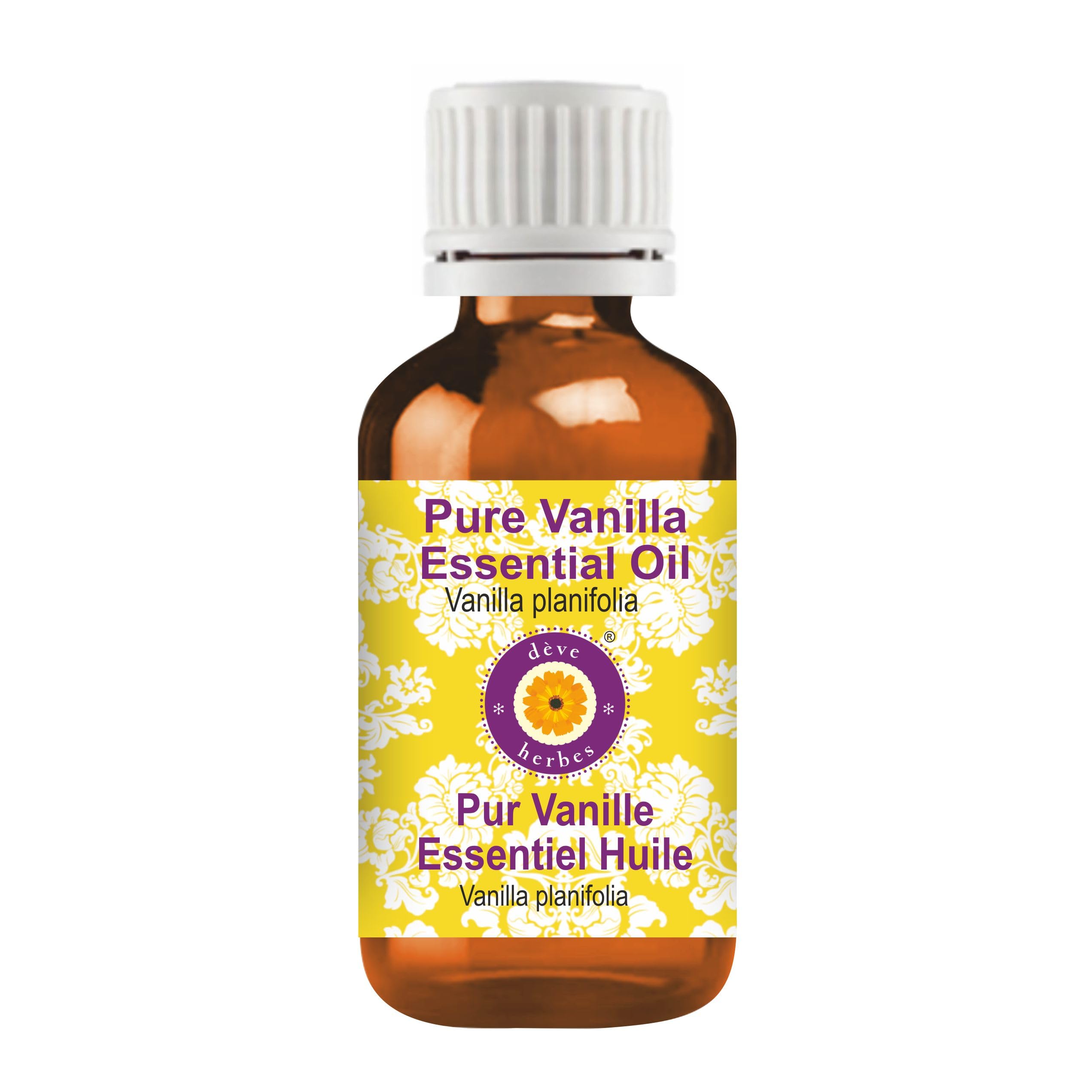 dève herbes Vanilla Essential Oil (Vanilla planifolia) Pure | Non-Sticky | Non-Greasy | Lightweight | Men & Women | All Skin Types | Steam Distilled 30ml (1 oz)