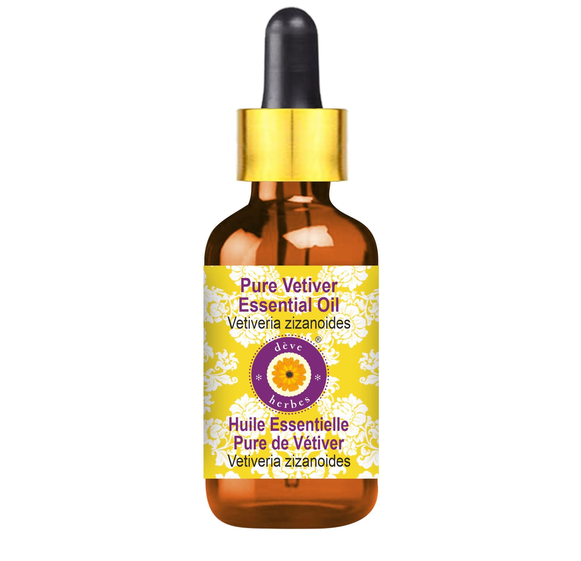 Deve Herbes Vetiver Essential Oil 30ml – Steam Distilled, Glass Dropper
