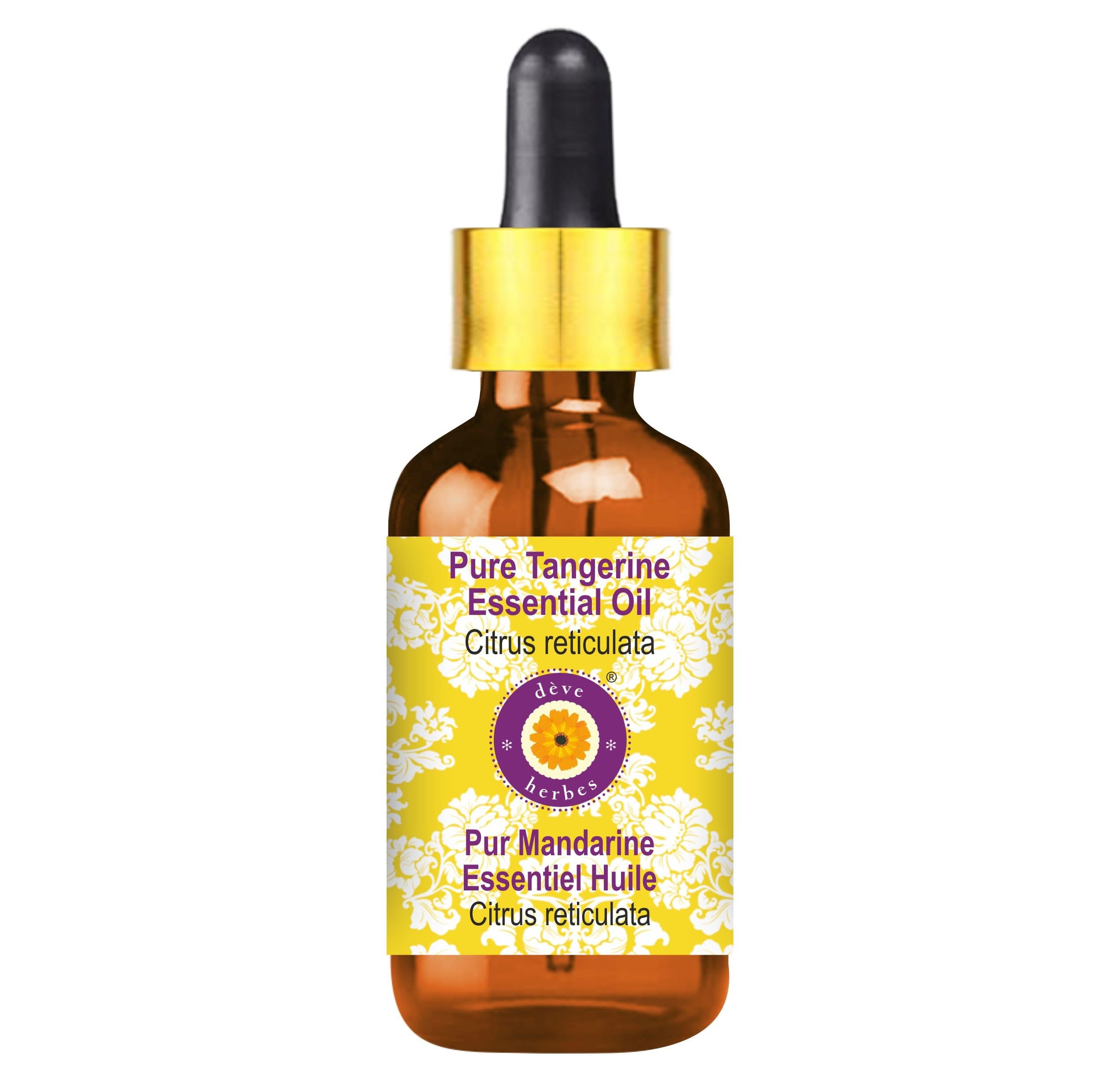 dève herbes Pure Tangerine Essential Oil (Citrus reticulata) – Steam Distilled 15ml with Glass Dropper