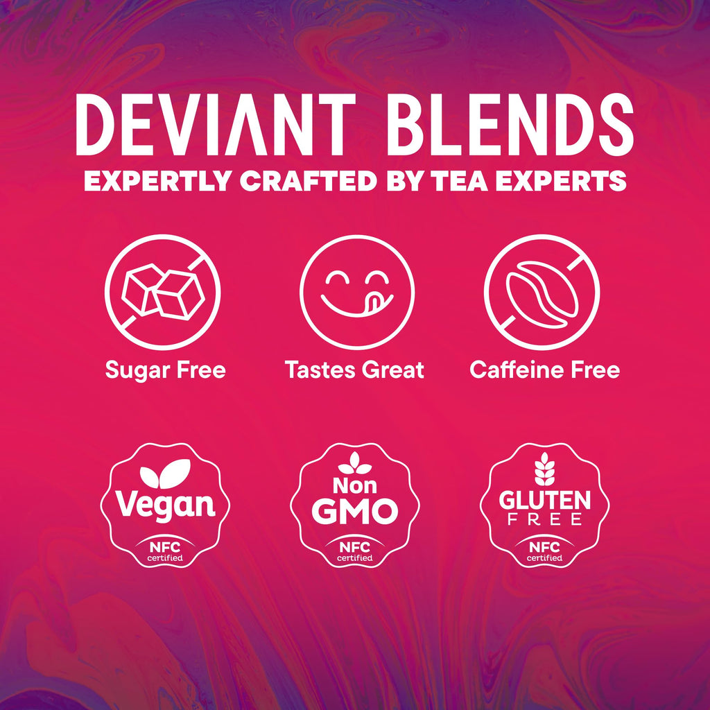 Deviant Blends Libido Booster Tea for Women – Aphrodisiac Herbal Tea with Horny Goat Weed, Fenugreek, Butterfly Pea Flower & Hibiscus – Sugar Free & Gluten Free – 14 Servings