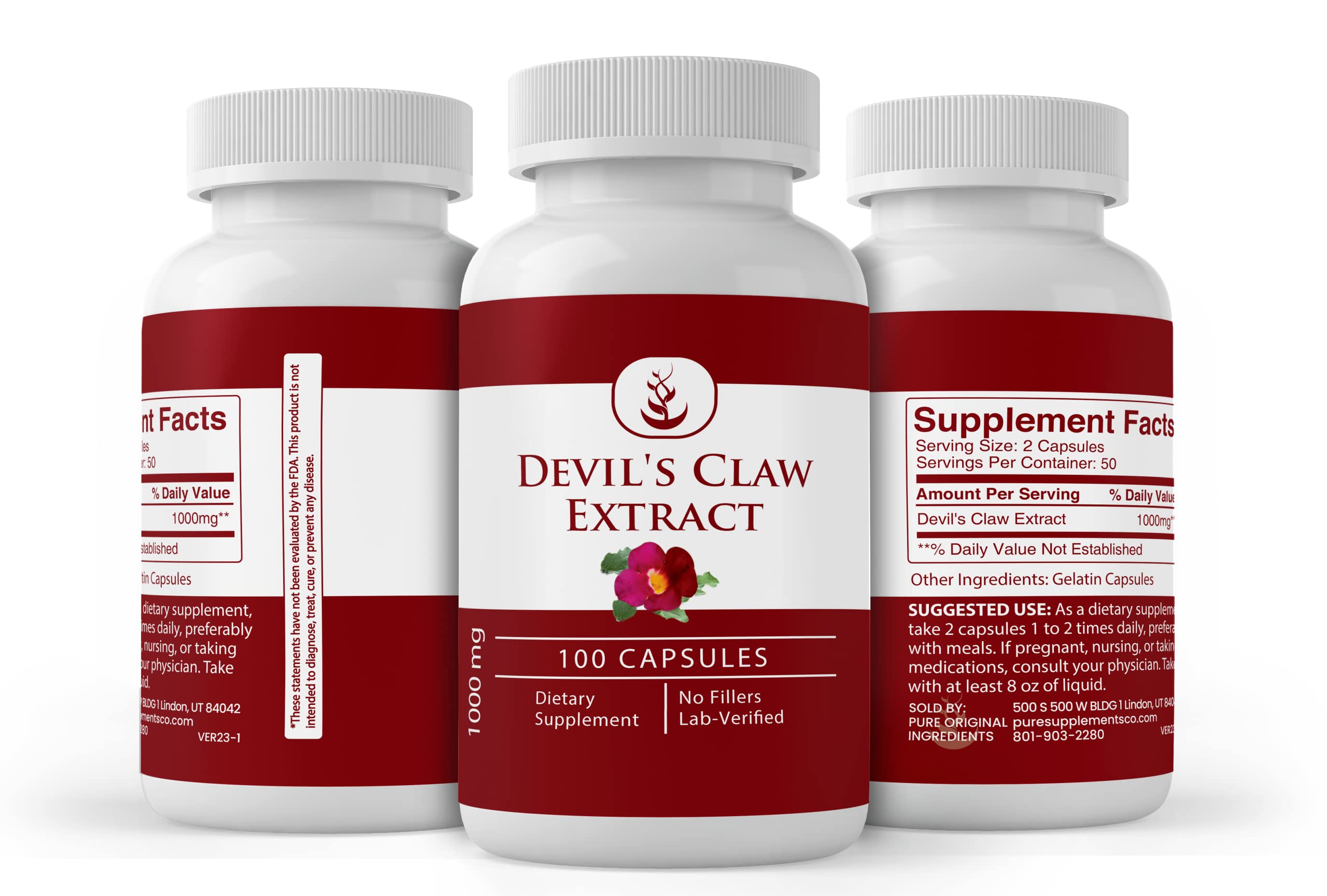 Devil's Claw Extract Capsules – Pure Original Ingredients, 100 Count, Lab Verified