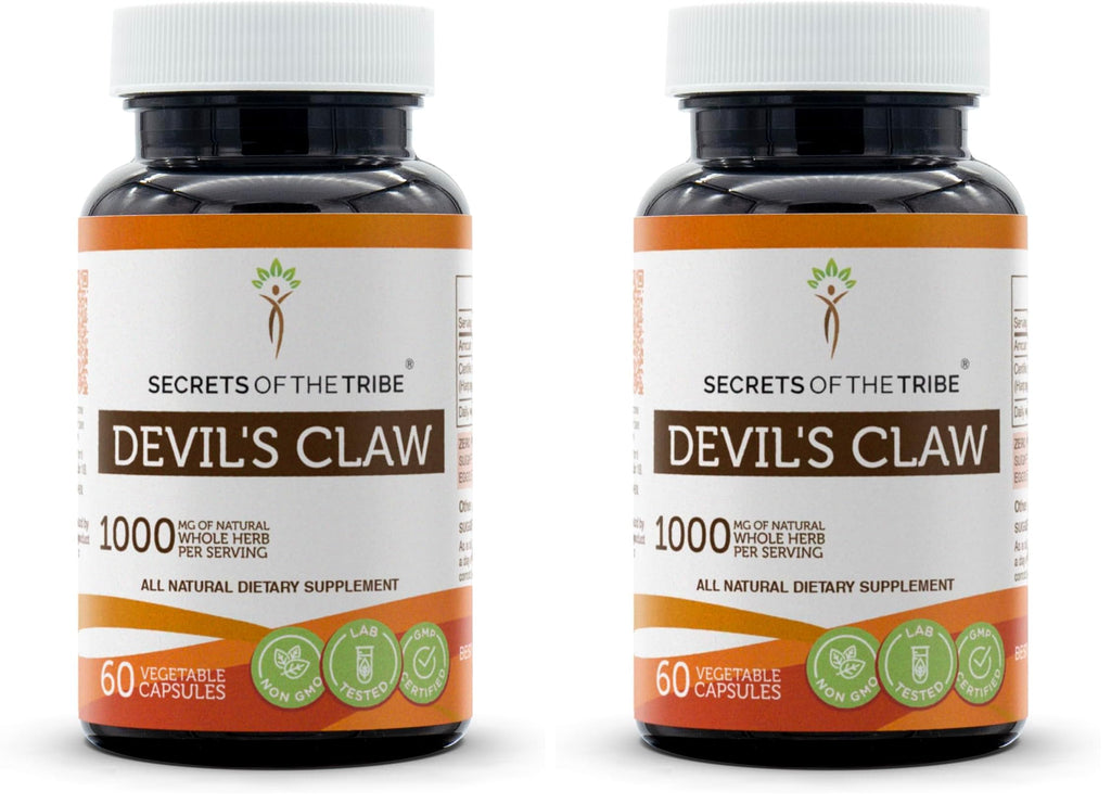 Secrets of the Tribe Devil's Claw – 60 Capsules, 1000 mg each (Pack of 2)