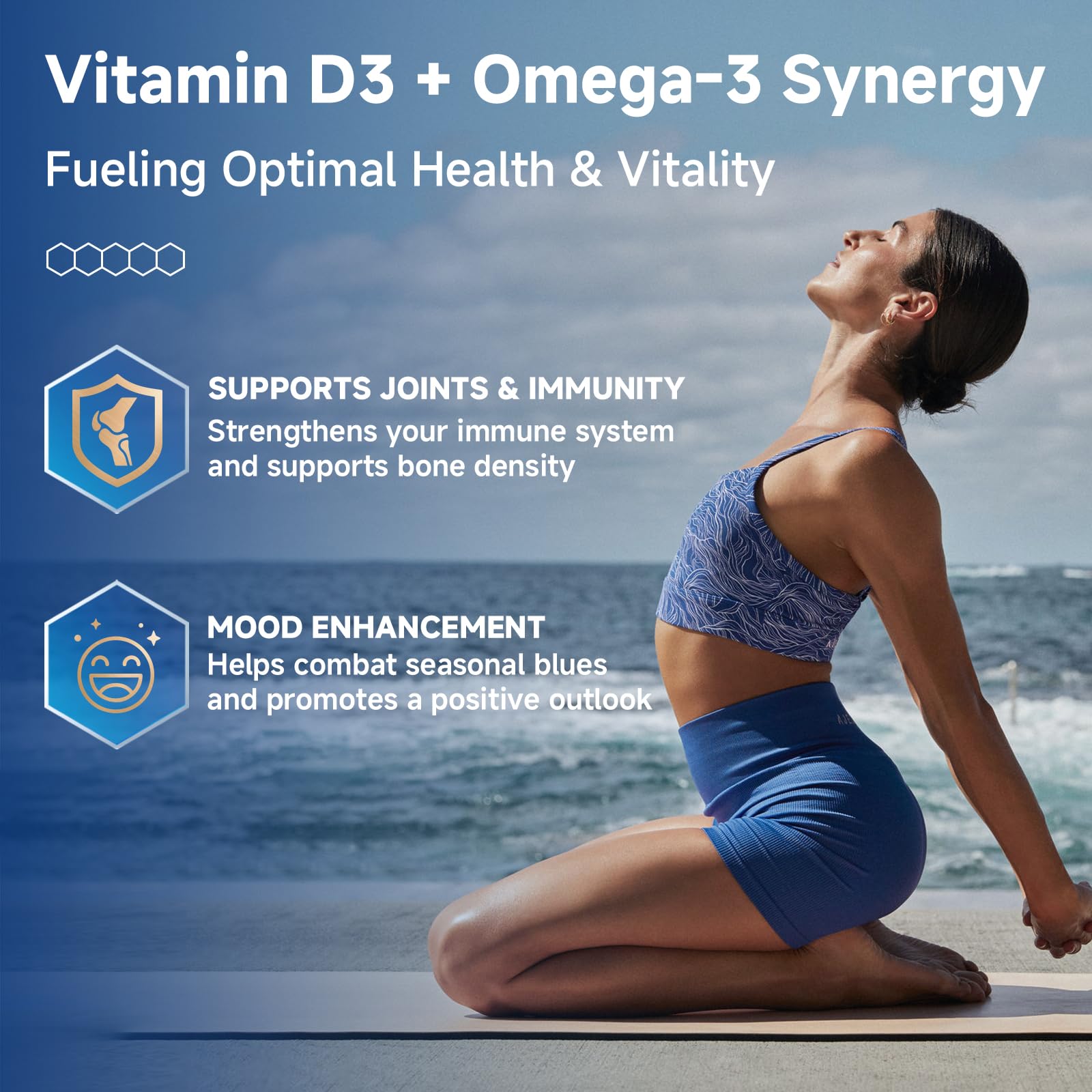 Advanced Omega-3 Fish Oil 2000mg – DHA, EPA, ALA | Heart, Brain & Joints Support – Vitamin D3 & E – 120 Softgels