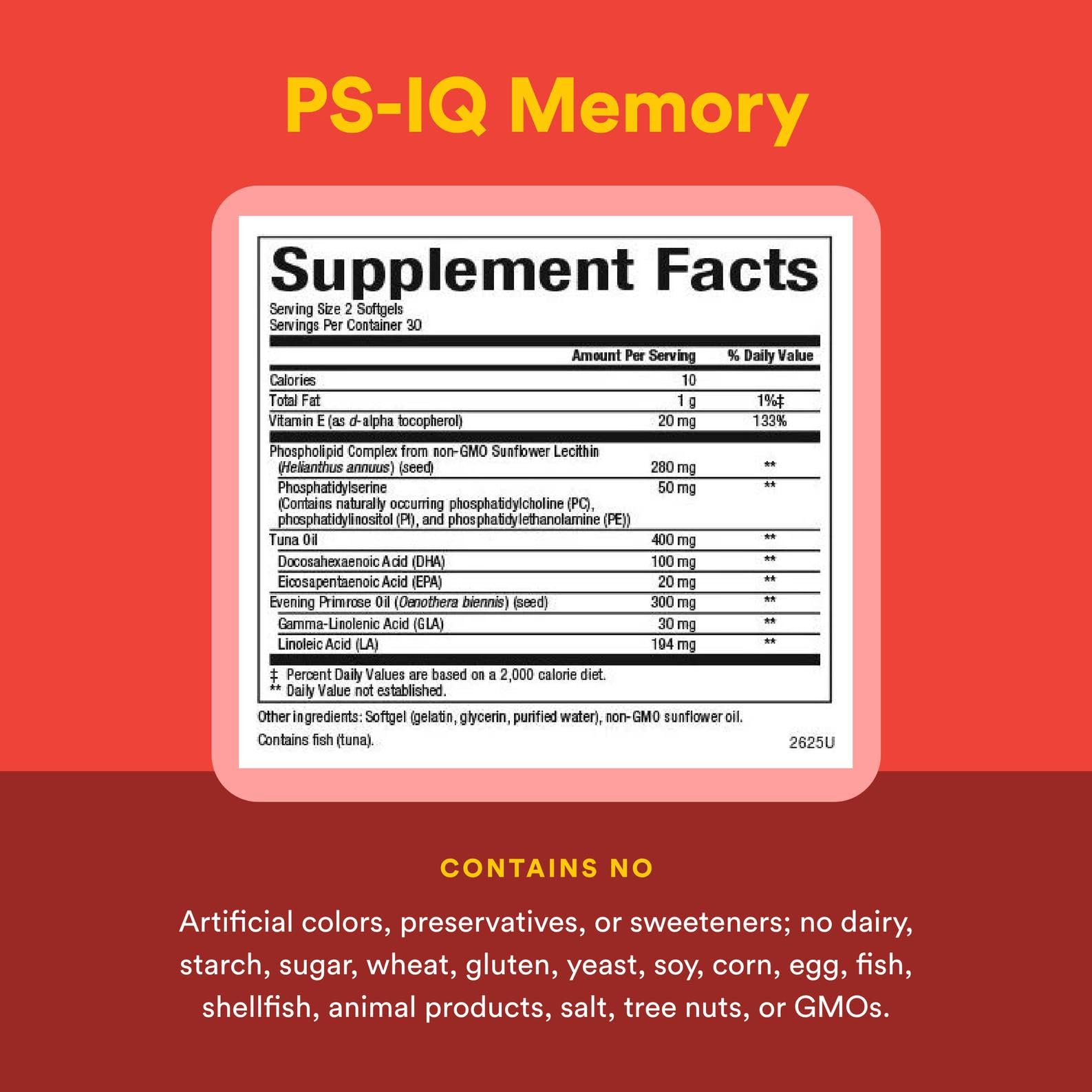 Natural Factors PS-IQ Memory 25mg | Brain Support, 60 Soft Gels