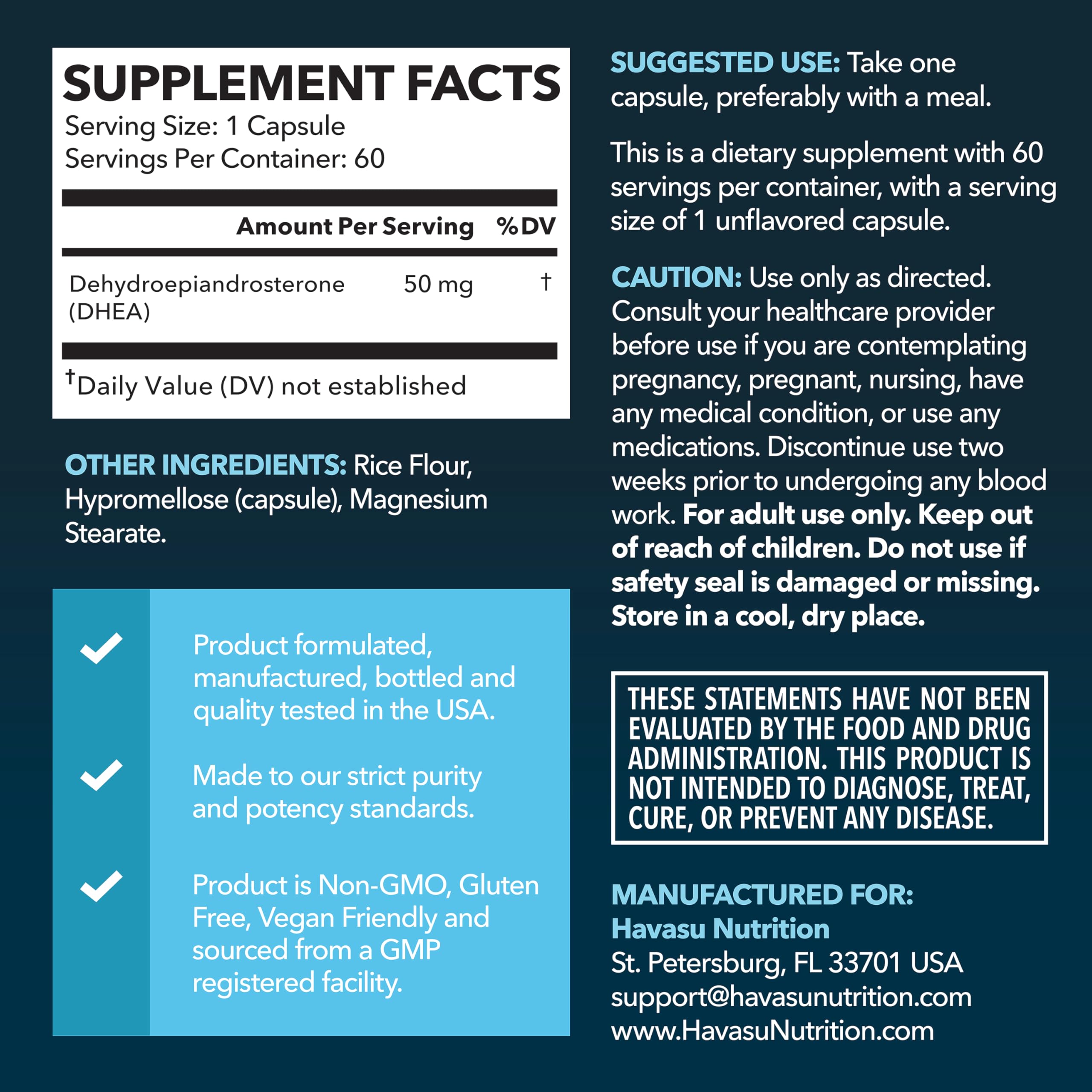 DHEA 50mg Supplement for Hormone Balance - Supports Energy for Men and Women - Dehydroepiandrosterone Capsules for Mood, Aging & Daily Vitality - Non-GMO, Vegan - 60 Capsules, 2-Month Supply