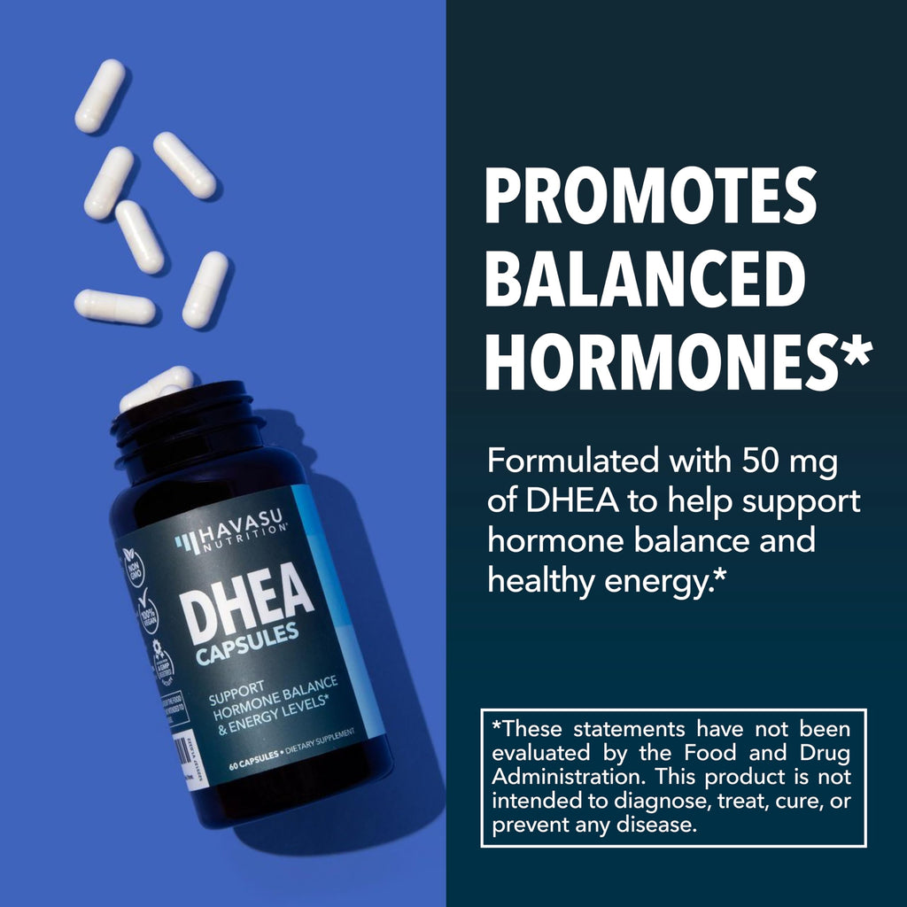 DHEA 50mg Supplement for Hormone Balance - Supports Energy for Men and Women - Dehydroepiandrosterone Capsules for Mood, Aging & Daily Vitality - Non-GMO, Vegan - 60 Capsules, 2-Month Supply