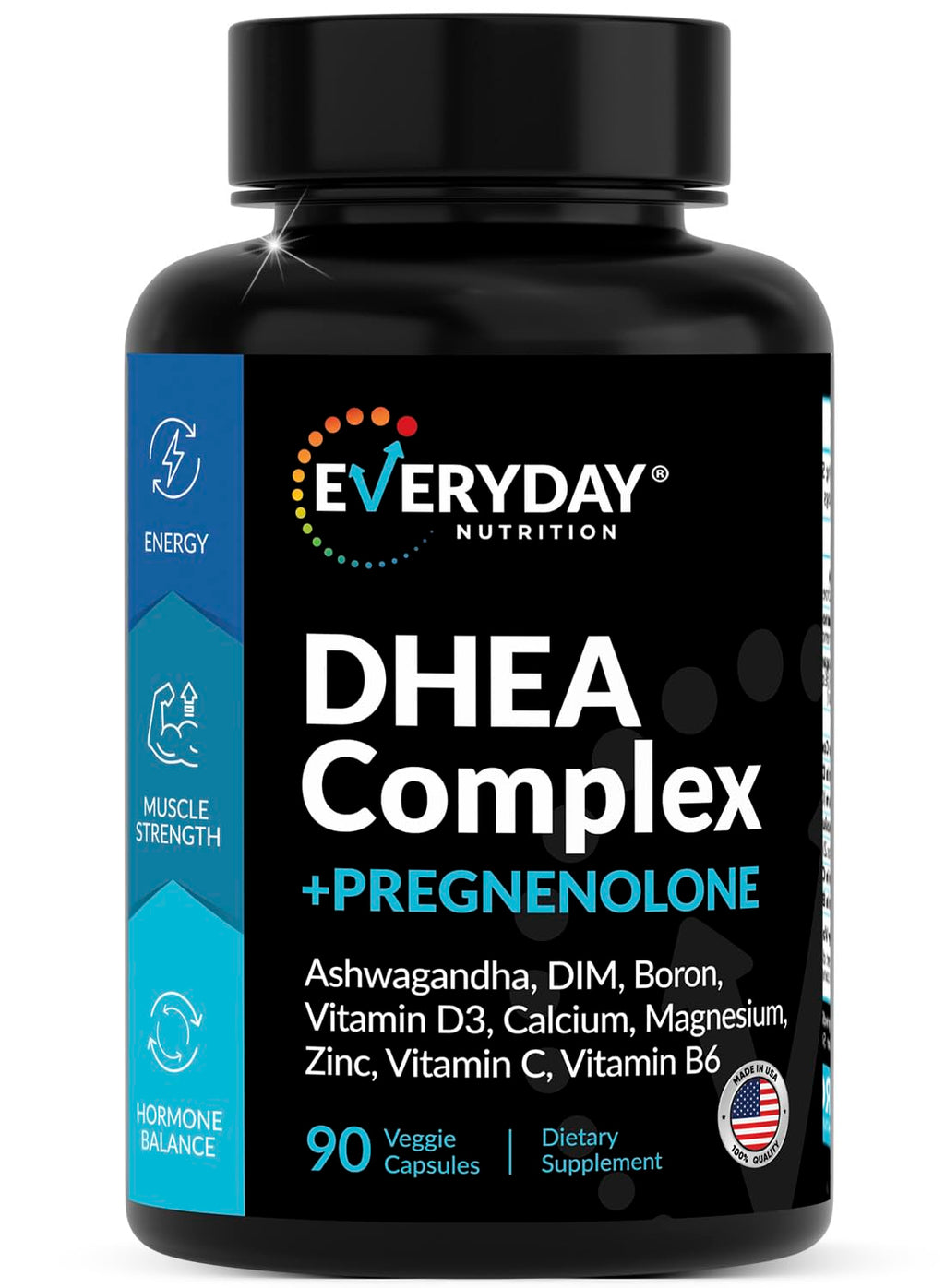 DHEA Micronized 200mg & Pregnenolone 100mg Complex – Hormone Support, USA Made, 90 Capsules