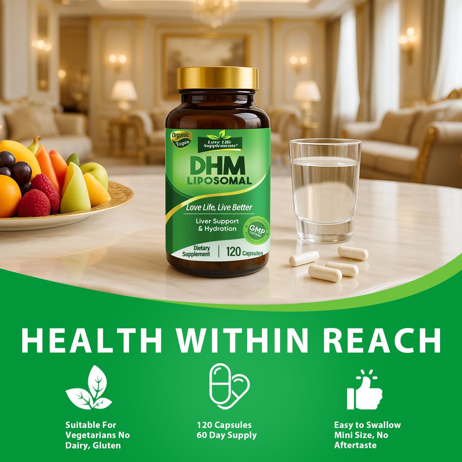 DHM 1000mg Dihydromyricetin – 120 Capsules with Electrolytes & B Complex | Liver Support & Hydration