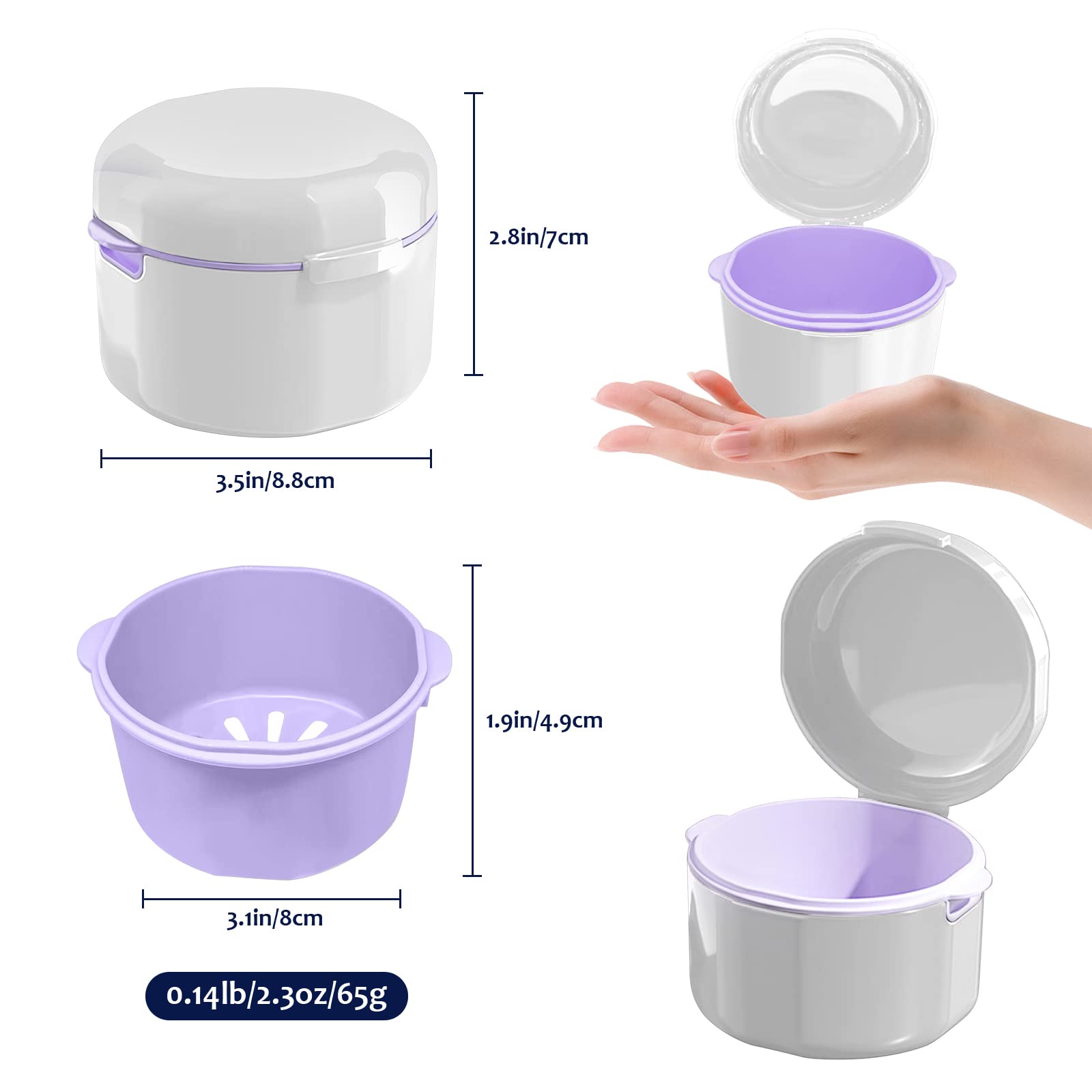 DIDATOOL Denture Case & Bath Kit – Portable Denture Cups, Rinsing Basket
