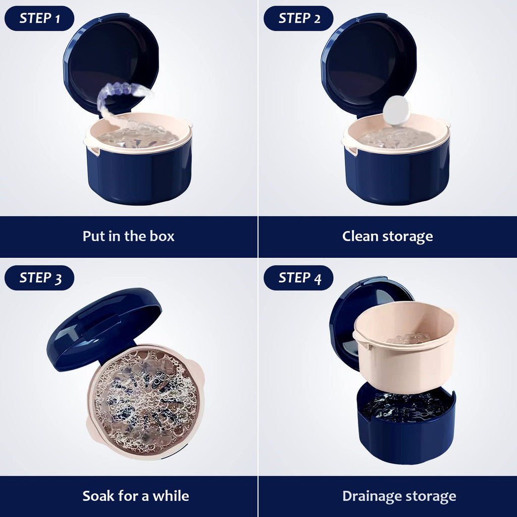 DIDATOOL Denture Cup & Bath Kit – Portable Rinse Basket & Case with Lid