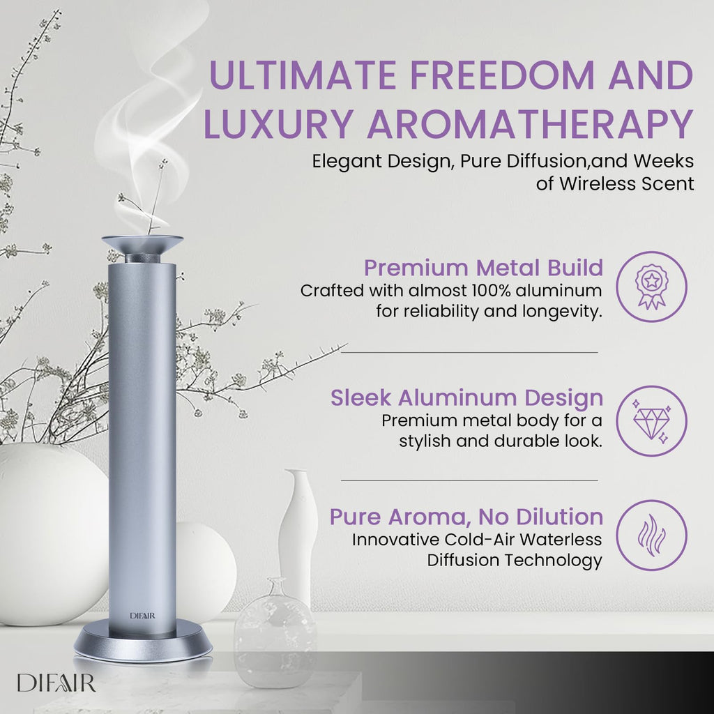 DIFAIR Rechargeable 10,000 mAh Aroma Diffuser – Hotel Collection Scent Diffuser for Home & Spa