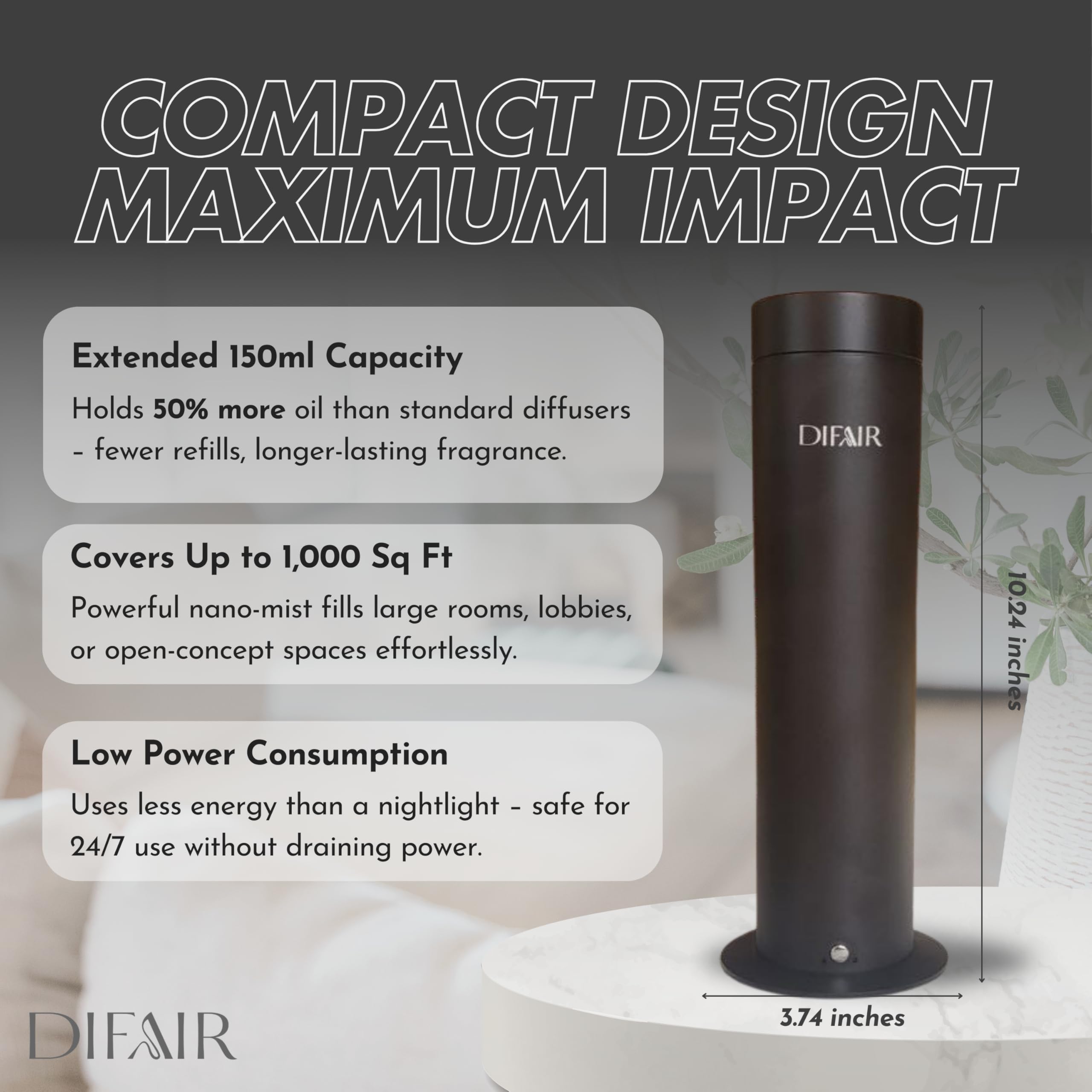 Difair Leak-Proof Waterless Diffuser - Hotel Collection NanoAtomizing Aroma