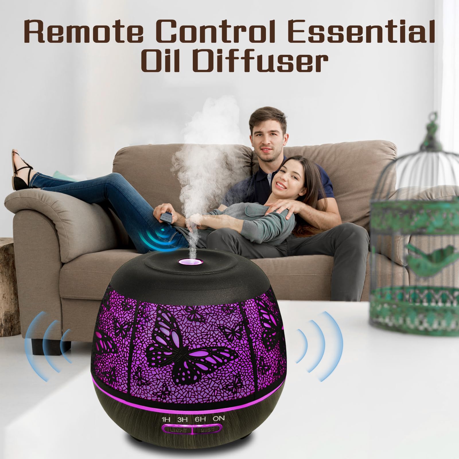 Essential Oil Diffuser for Bedroom 400ml | Remote-Controlled Ultrasonic Diffuser with 7 Color Lights