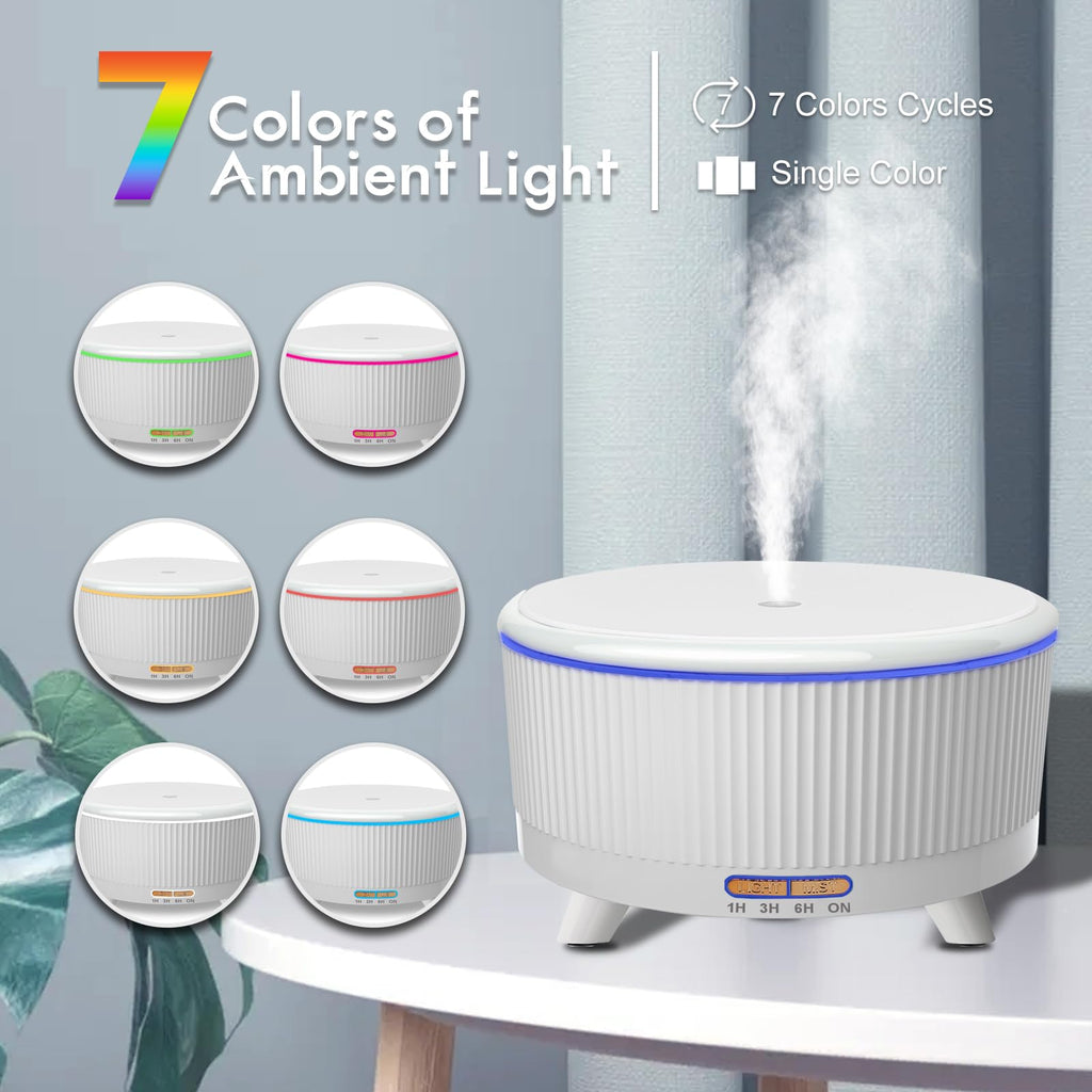 500ml Large Room Essential Oil Diffuser with Remote – Aromatherapy Humidifier, 7 LED Colors, 3 Mist Modes, Auto-Off