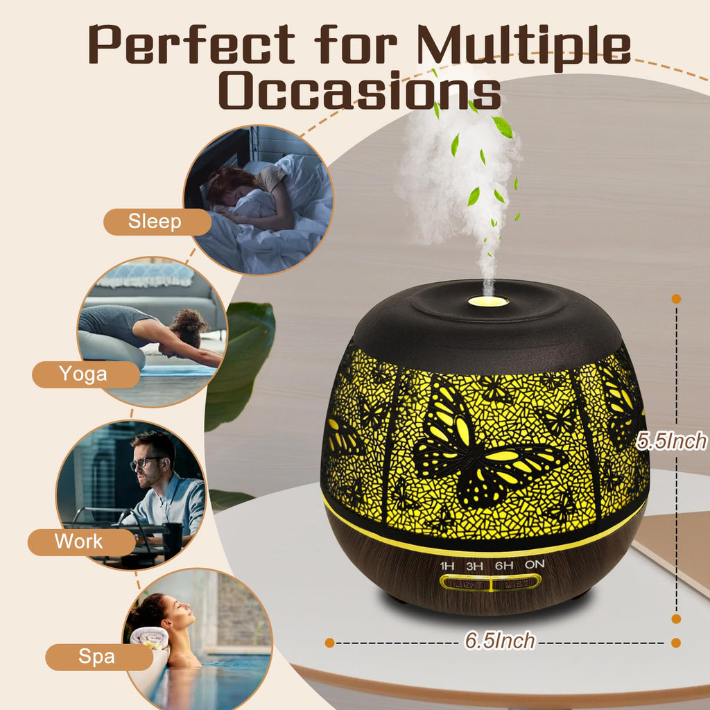 Essential Oil Diffuser for Bedroom 400ml | Remote-Controlled Ultrasonic Diffuser with 7 Color Lights