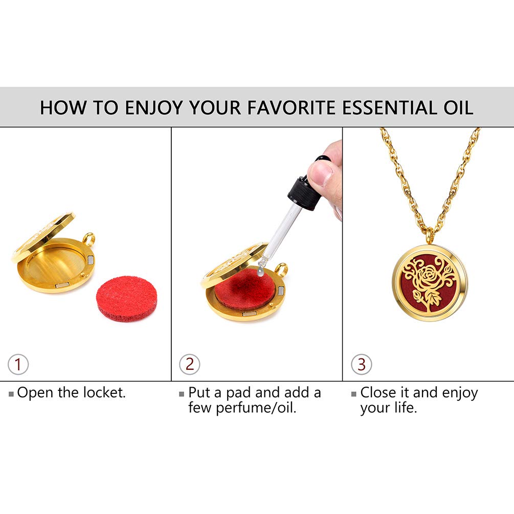 Diffuser Aromatherapy Necklace – Black Stainless Steel Pendant