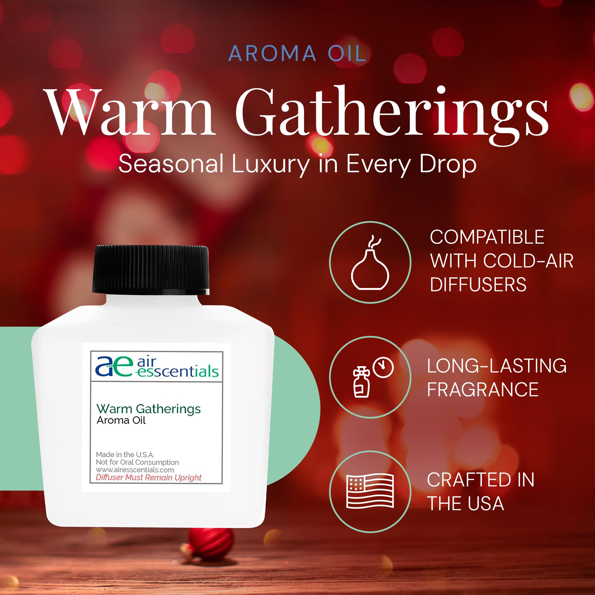 Warm Gatherings Aroma Oil – Holiday Essential Oil Blend for Diffusers, 100mL