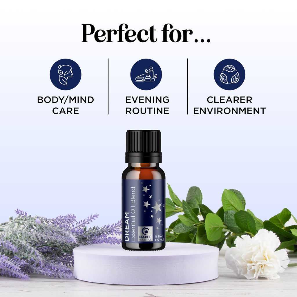 Sleep Essential Oil Blend for Diffuser | Dream Essential Oils – Lavender, Chamomile, Clary Sage & Ylang-Ylang (10mL)