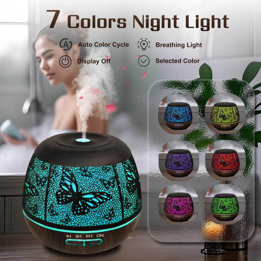 Essential Oil Diffuser for Bedroom 400ml | Remote-Controlled Ultrasonic Diffuser with 7 Color Lights