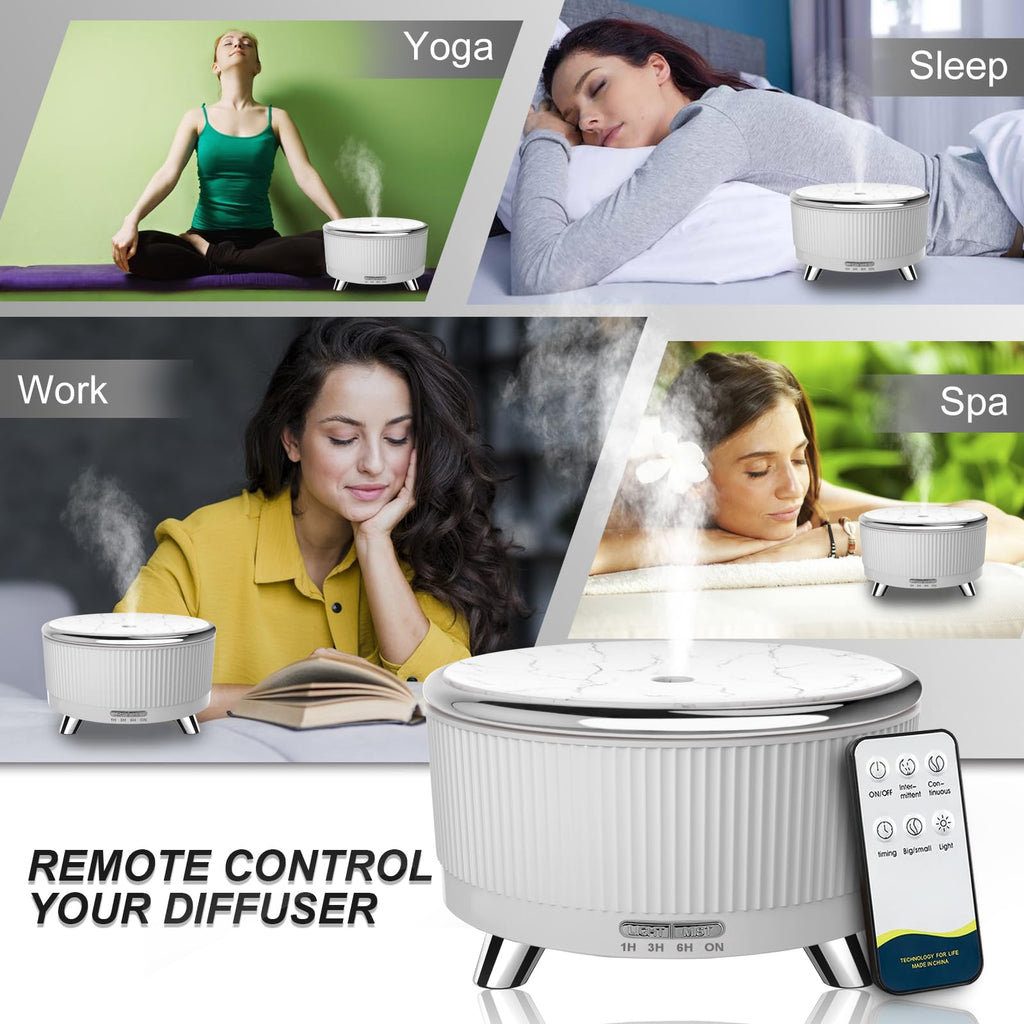 Large Room Essential Oil Diffuser with Remote – 7 Color Lights & 3 Mist Modes