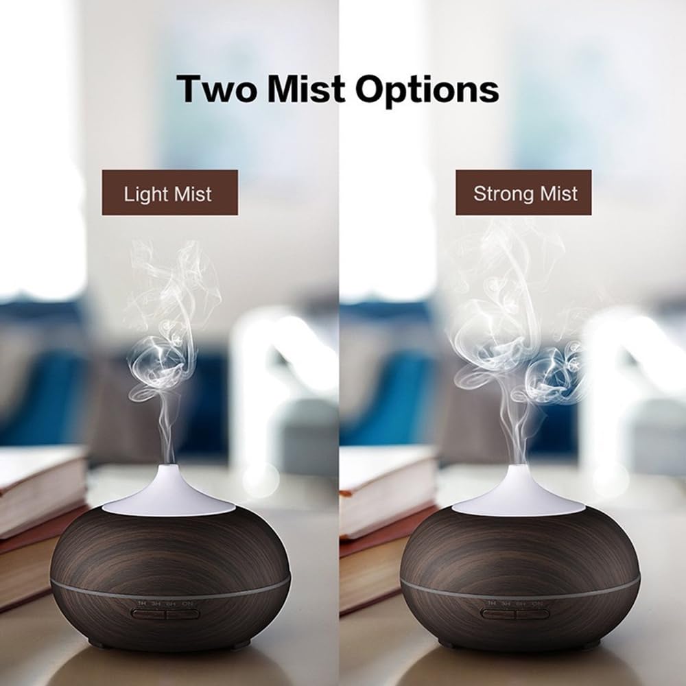 550ml Essential Oil Diffuser with 6 Oil Set | Ultrasonic Humidifier, Timer, 7-Color LED Night Light | Home & Spa