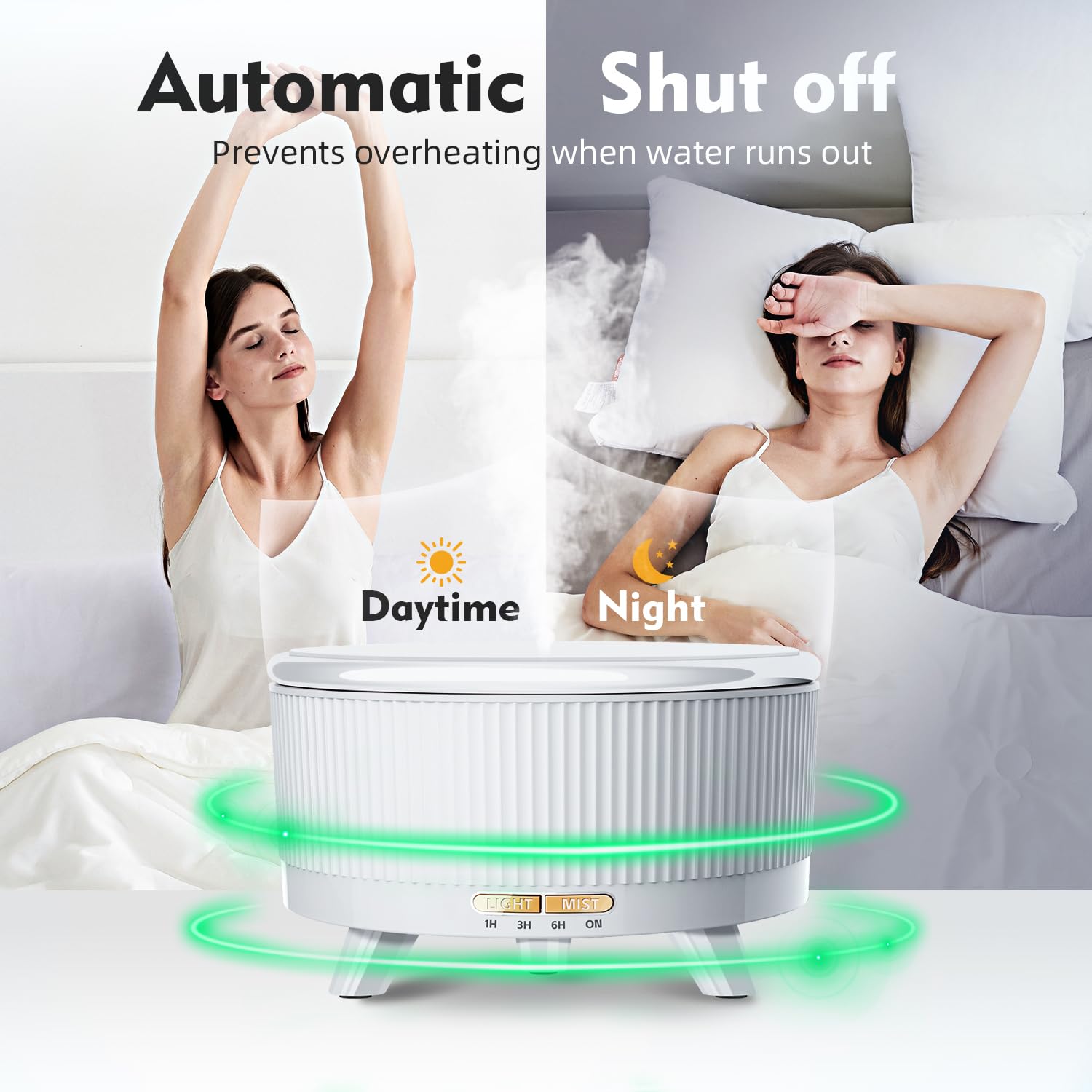20-Hour 500ML Aromatherapy Diffuser – Ultrasonic Mist, Remote, Auto-Off, 7-Color Lights | Minimalist White