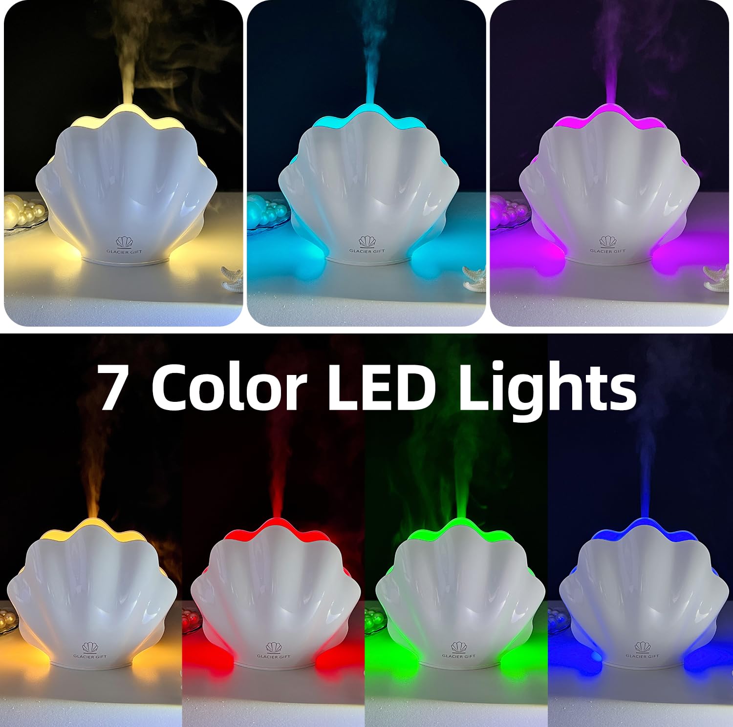 Essential Oil Diffuser 260ML – Shell Aroma Diffuser with Remote, 7-Color LED Night Light