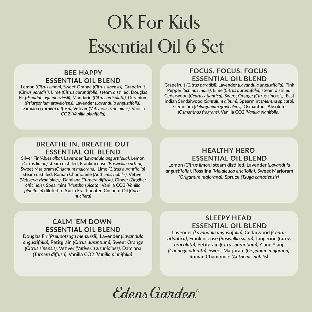 Edens Garden OK for Kids 6-Set Essential Oils — 100% Pure Therapeutic Grade, 10 ml