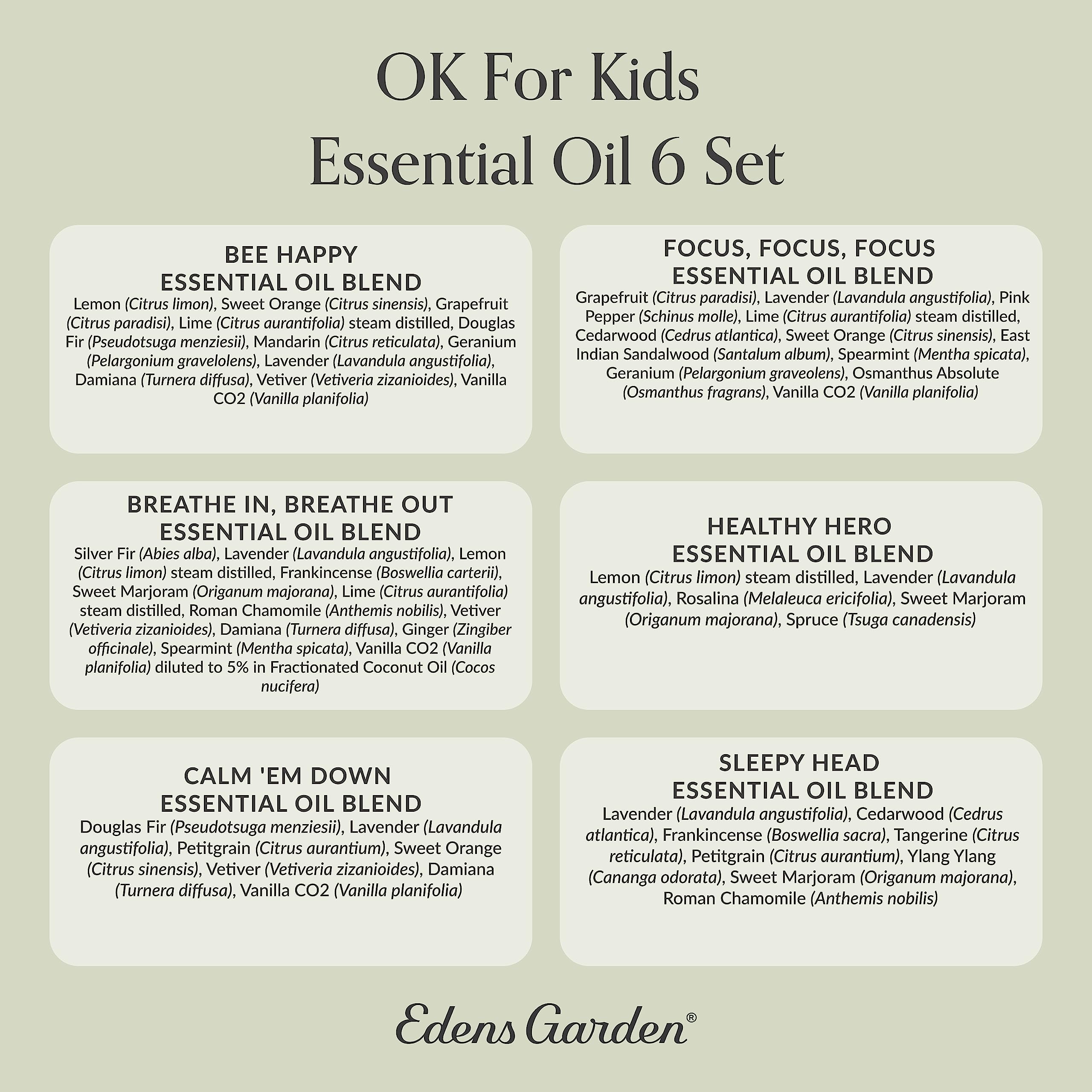 Edens Garden OK for Kids 6-Set Essential Oils — 100% Pure Therapeutic Grade, 10 ml