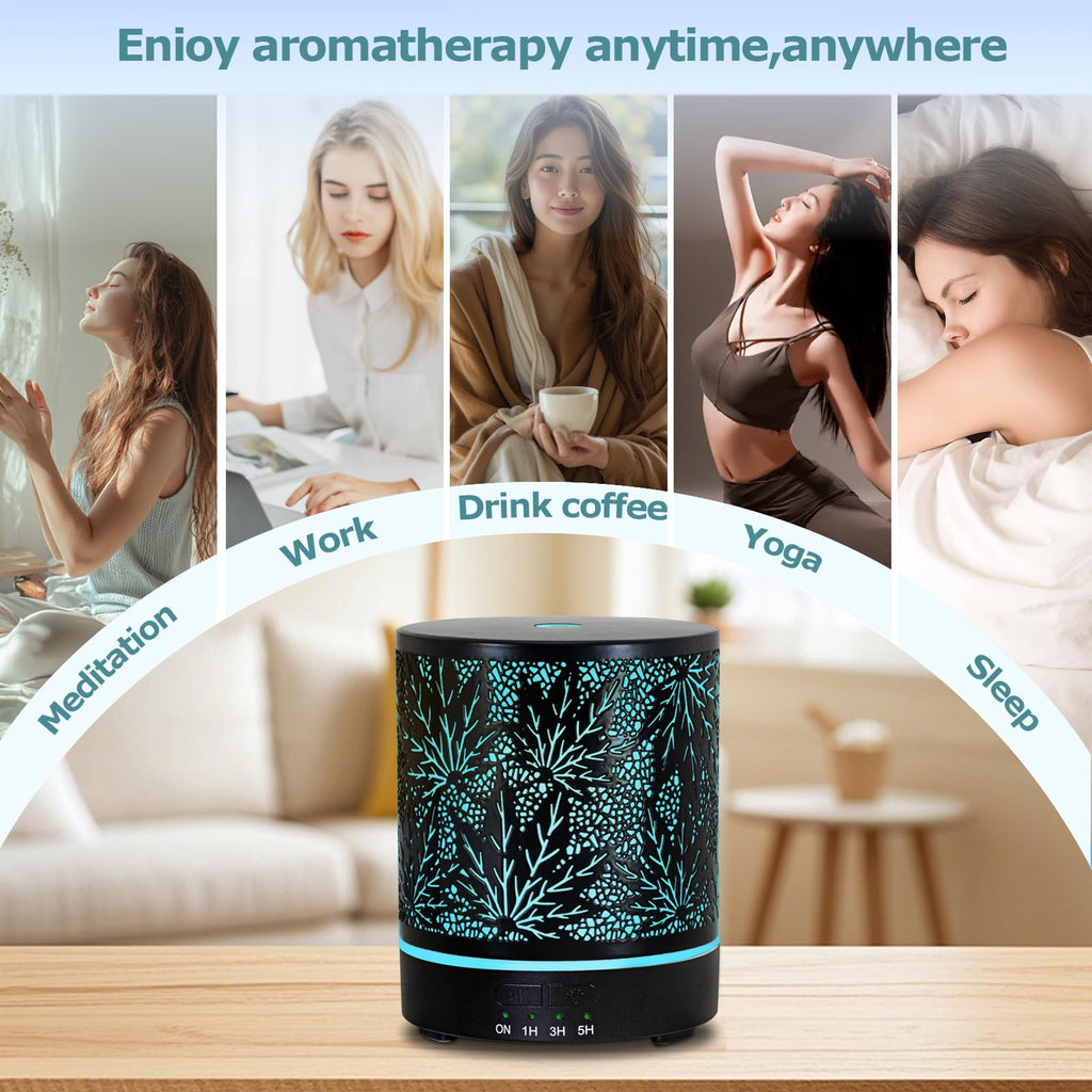 Maple Leaf Essential Oil Diffuser – 300ML Ultrasonic with Auto Shut-Off