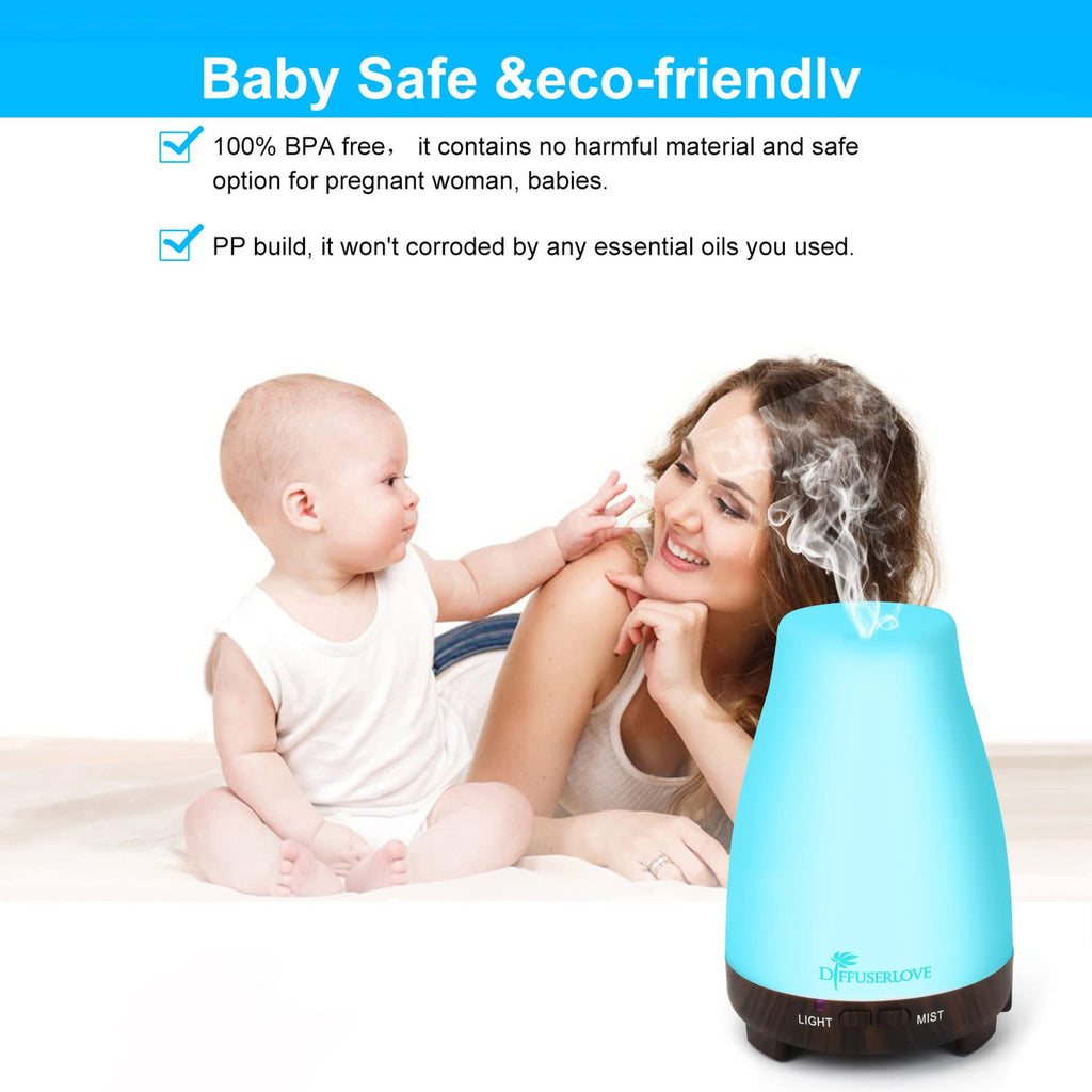 Diffuserlove 200ML Remote Control Essential Oil Diffuser – BPA-Free Aromatherapy, Black Base