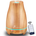 Diffuserlove 200ML Essential Oil Diffuser with Remote - 7 Color Lights, Auto Shut-Off (Yellow Wood Grain)